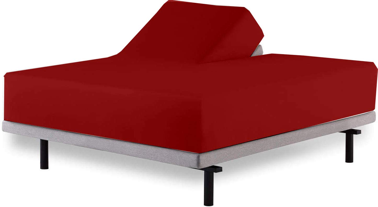 Premium 100% Egyptian Cotton Split King Sheets for Sleep Number Bed - 400 Thread Count, 16 Inch Deep Pocket, Burgundy Solid (Fits 34 Split-Queen) - Luxury Bedding for Ultimate Comfort & Breathability - Perfect for Master Bedrooms, Guest Rooms & Hotels