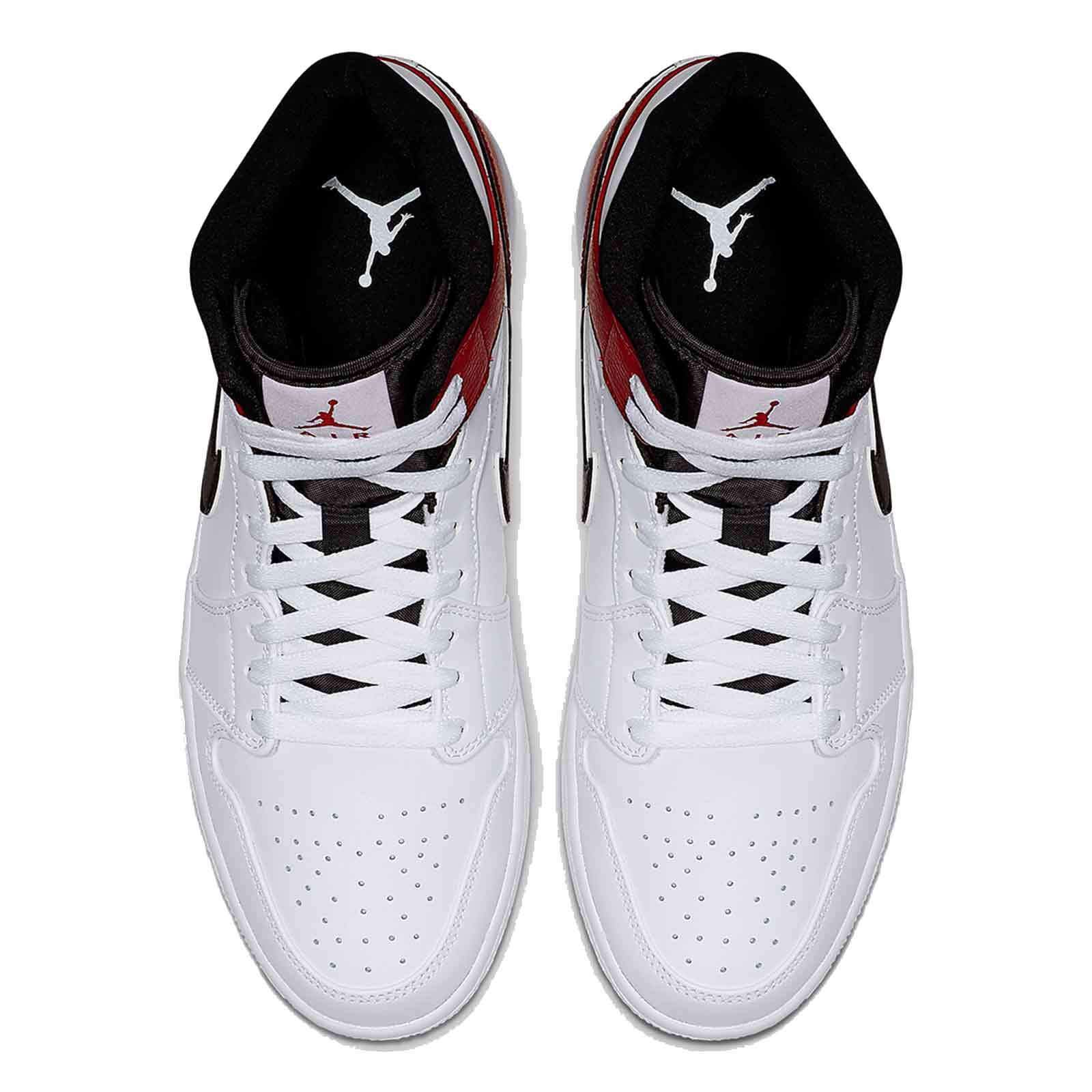 Nike Kids GS Jordan 1 Mid Basketball Shoes - White/Black/Gym Red - Size 5.5 - Comfortable Sneakers for School, Sports & Casual Wear