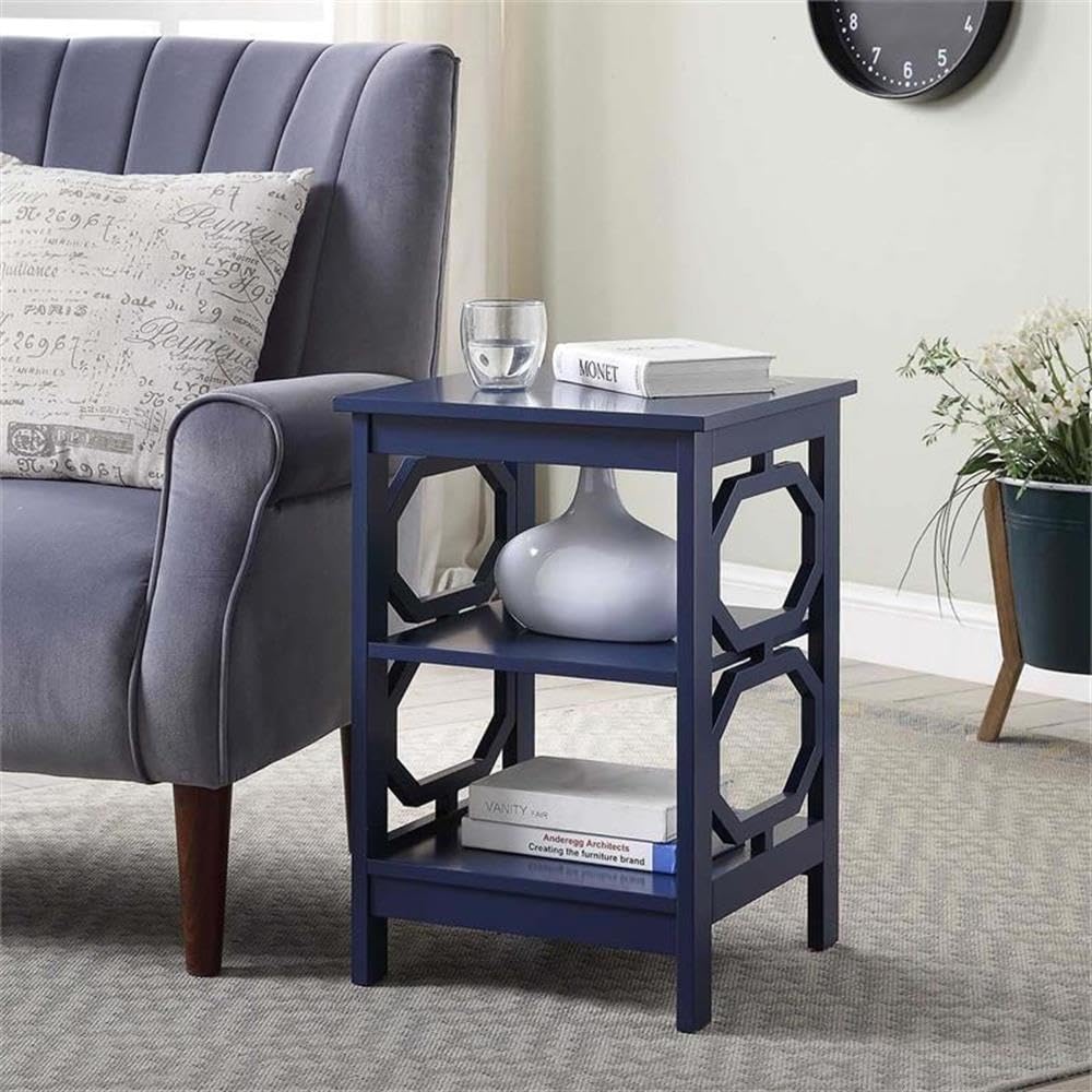 Home Square Omega End Table Set of 2 - Cobalt Blue Wood Finish Nightstand for Living Room, Bedroom & Office | Modern Side Table with Storage Shelf