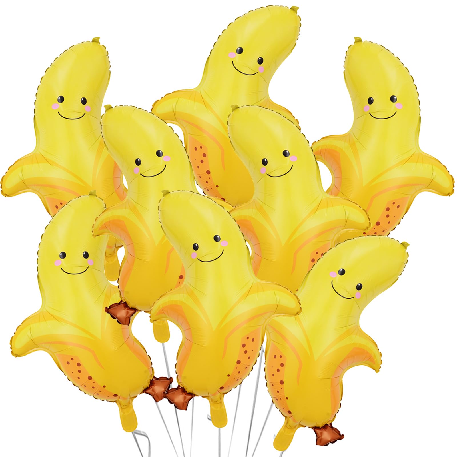 8Pcs Large Banana Foil Helium Balloons - Fun Fruit Themed Party Decorations for Birthday, Baby Shower & Wedding - Perfect for Tropical, Jungle or Go Bananas Party Themes