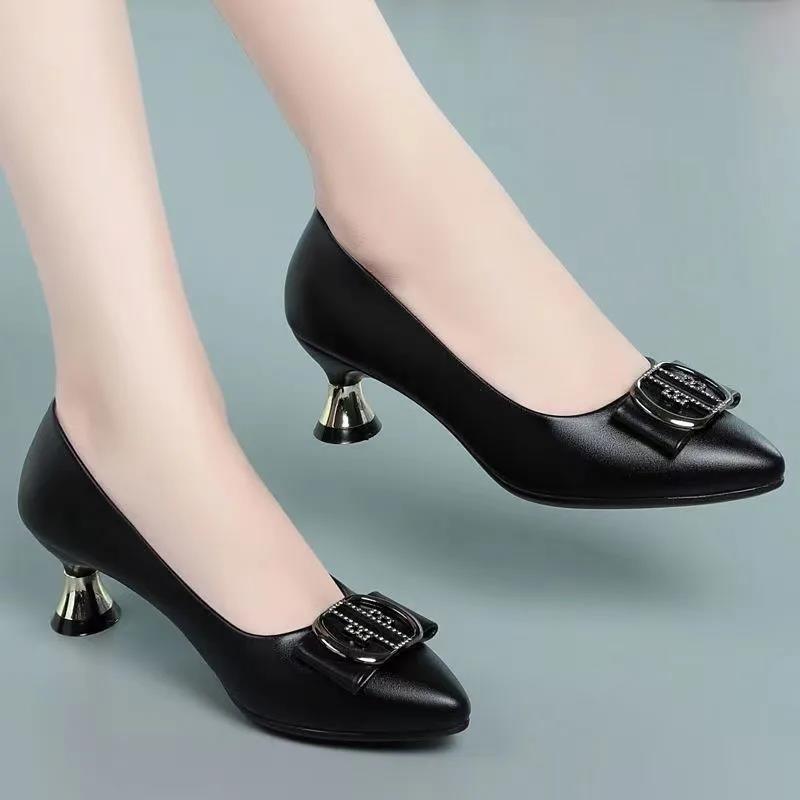 Women's Fashion PU Leather High Heel Shoes - Stylish Pointed Toe Pumps for Office, Party & Evening Wear