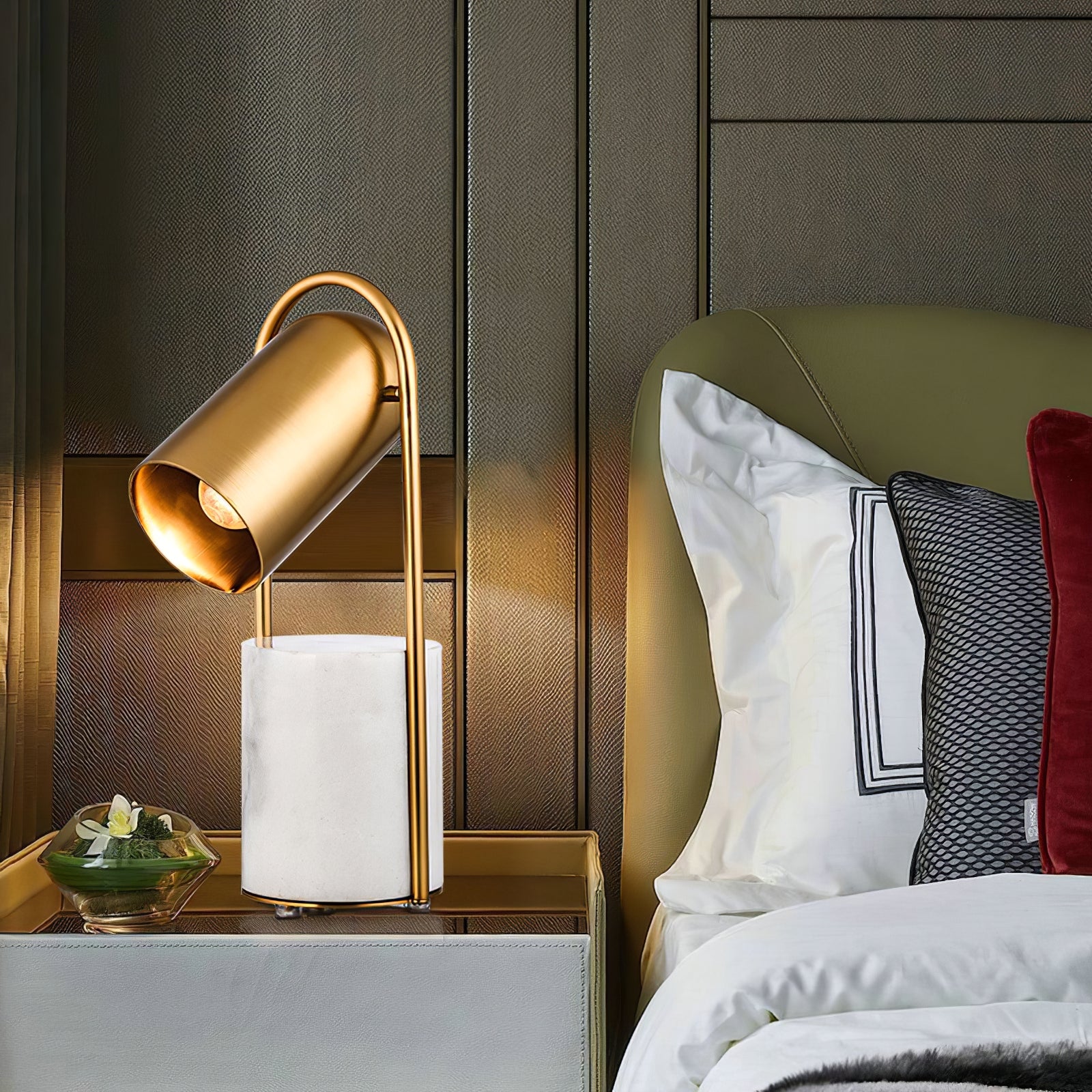 Modern Canister Table Lamp - Adjustable LED Desk Light for Home Office, Bedroom & Living Room - Stylish Nightstand Lamp with Dimmable Warm White Light for Reading & Relaxing