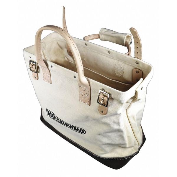 Durable Canvas Tool Bag with Leather Trim & Buckle Closure - Perfect for Electricians, Plumbers & DIY Home Repairs