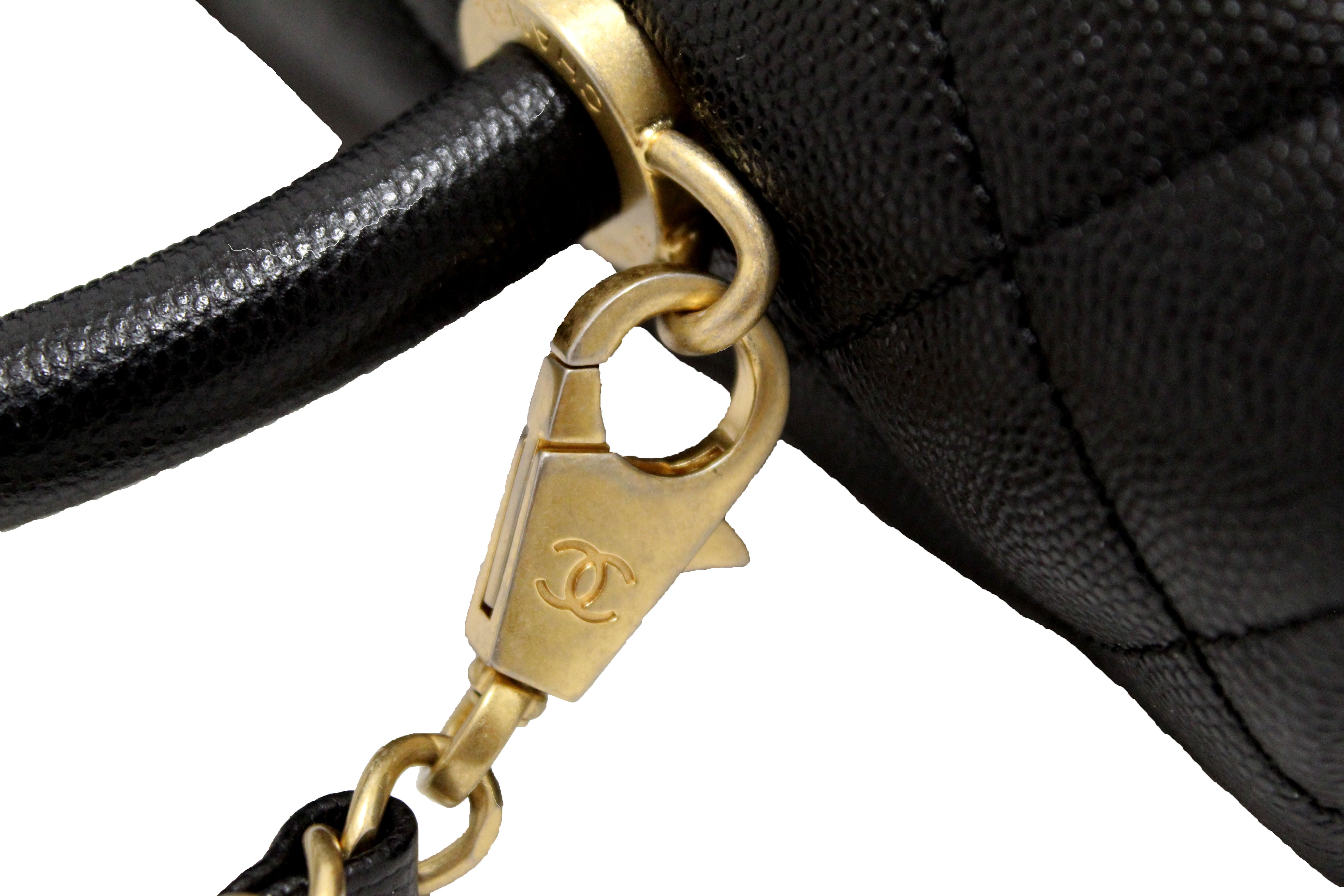 Authentic Chanel Black Quilted Caviar Leather Maxi Flap Bag with Top Handle - Luxury Designer Handbag for Women, Perfect for Evening Events, Parties & Special Occasions
