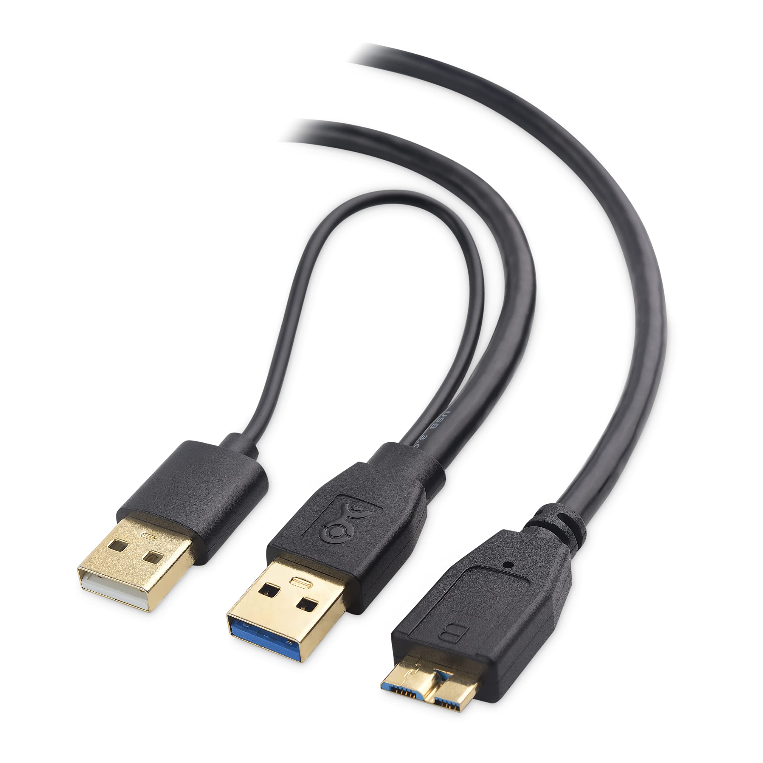 Cable Matters Micro USB 3.0 to USB Splitter Cable - 20 Inch USB Y-Cable for Data Transfer & Charging | Compatible with External Hard Drives, Cameras & Mobile Devices