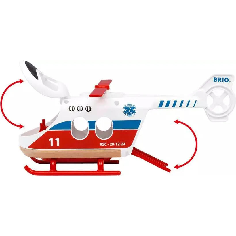 Brio Rescue Helicopter Toy - High-Quality Wooden Helicopter for Kids, Perfect for Imaginative Play & Emergency Rescue Role-Playing Scenarios