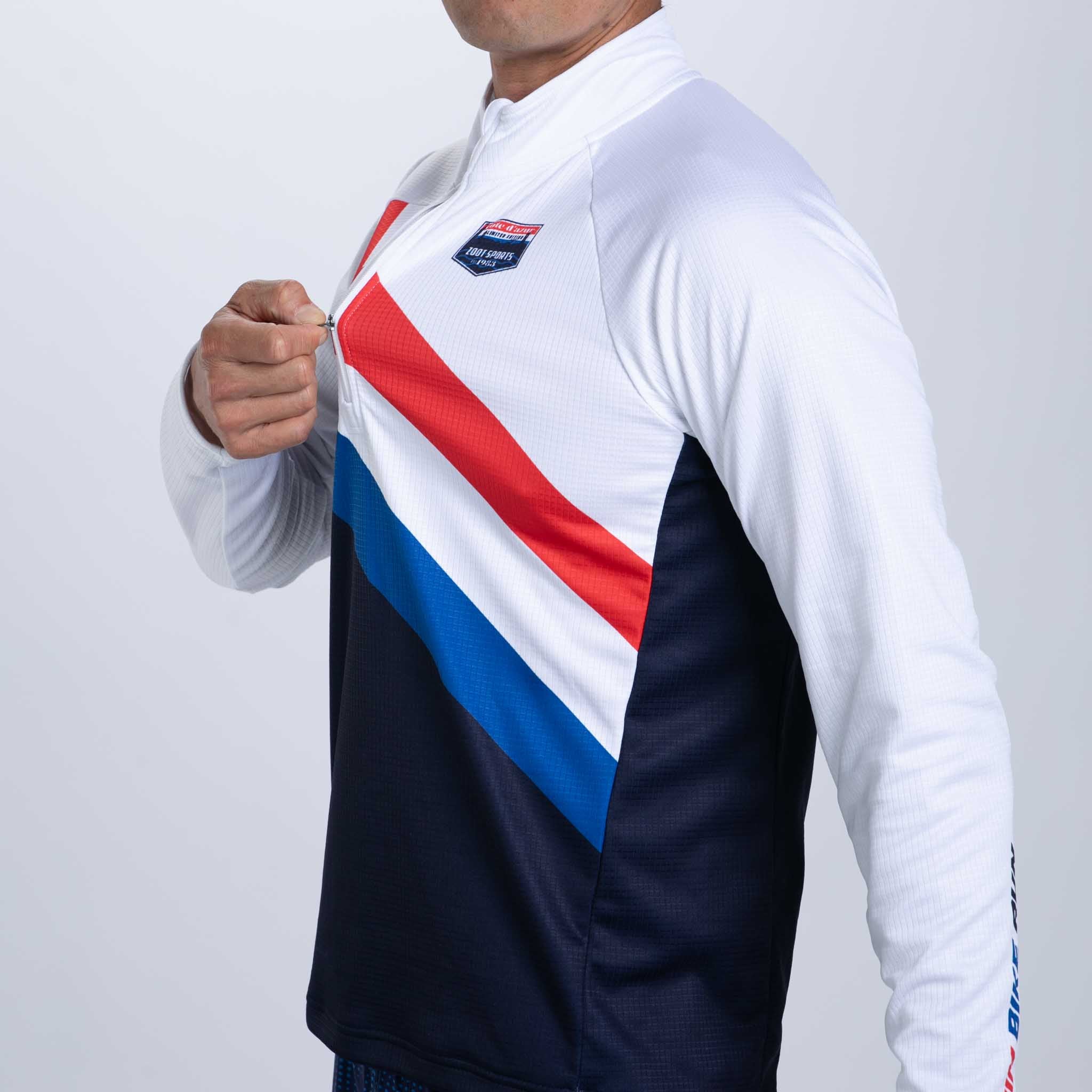 Men's Limited Edition Thermal Half Zip Pullover - Cote d'Azur Blue - Lightweight Fleece Jacket for Outdoor Activities & Casual Wear