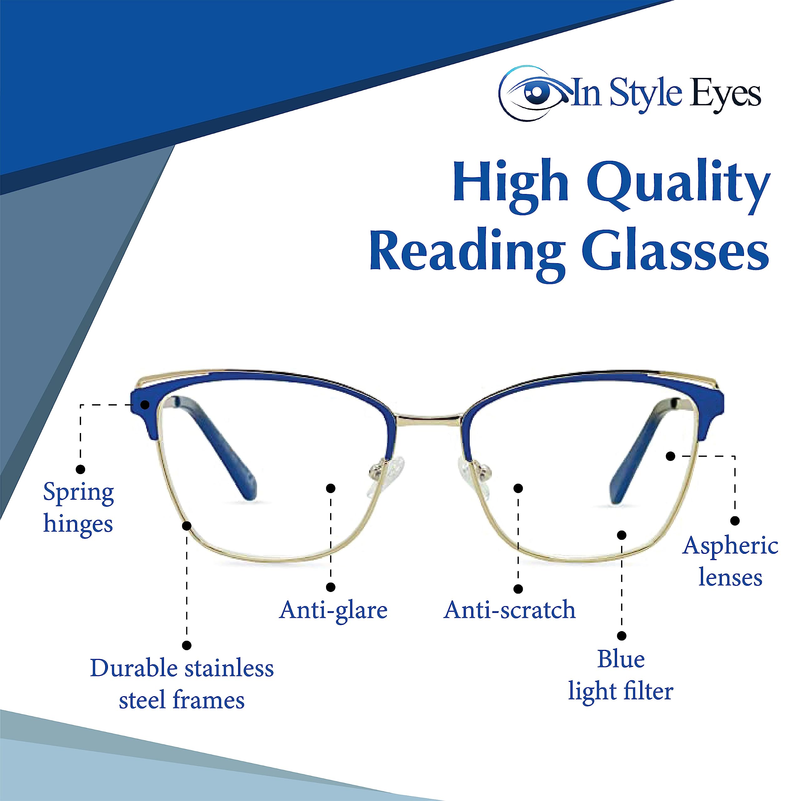 Blue Light Blocking Glasses - Classic Browline Readers for Computer & Reading