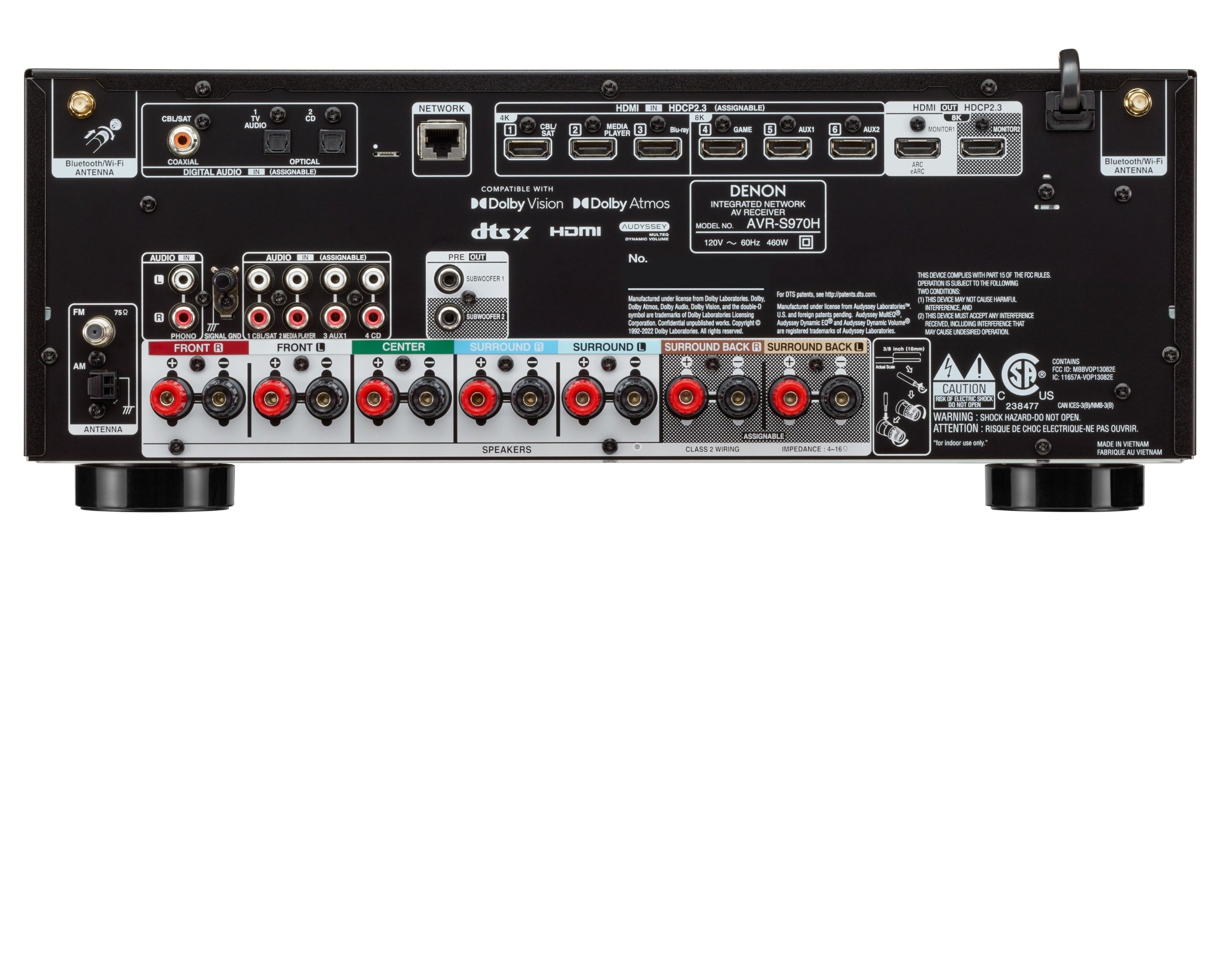 Denon AVR S970H 7.2 Channel 8K Ultra HD AV Receiver with Dolby Atmos - Home Theater System for Movies, Music & Gaming
