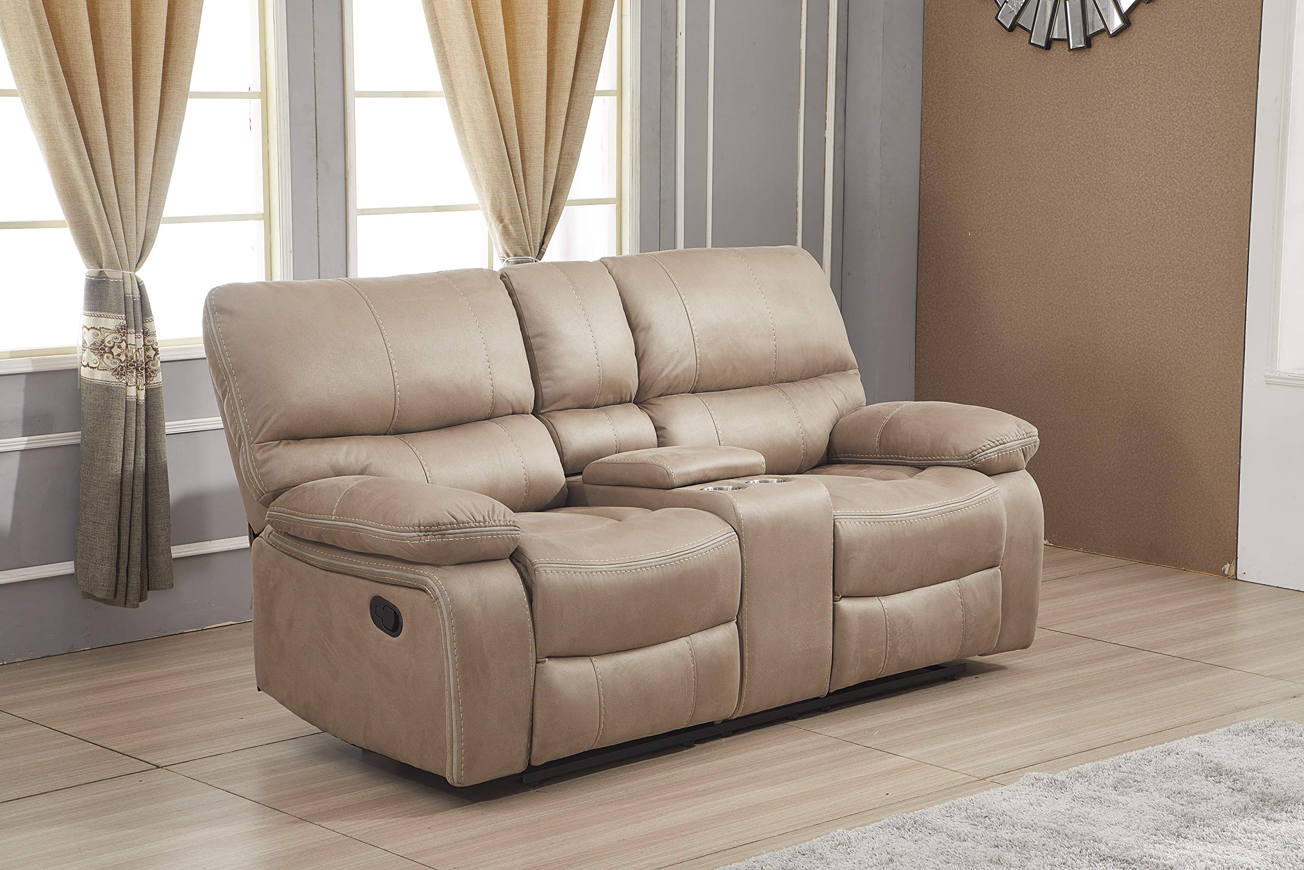 Betsy Furniture Microfiber Reclining Sofa and Loveseat Set 8007 - Taupe | Comfortable Living Room Furniture for Relaxation & Entertainment | Perfect for Family Movie Nights and Cozy Gatherings