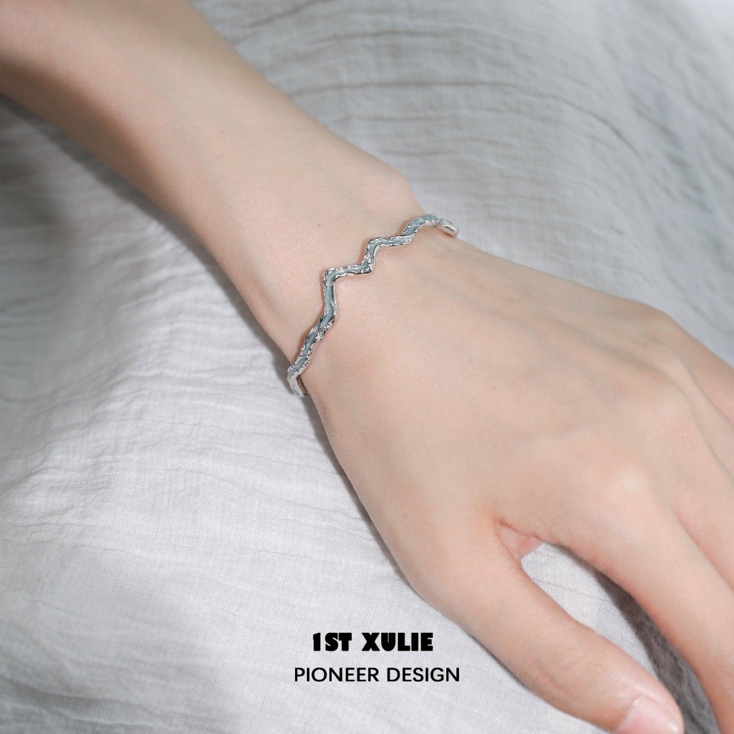 THE SEA Sterling Silver Irregular Bracelets™ - Unique Handmade Boho Jewelry for Women - Perfect for Casual Wear, Beach Outfits & Layering