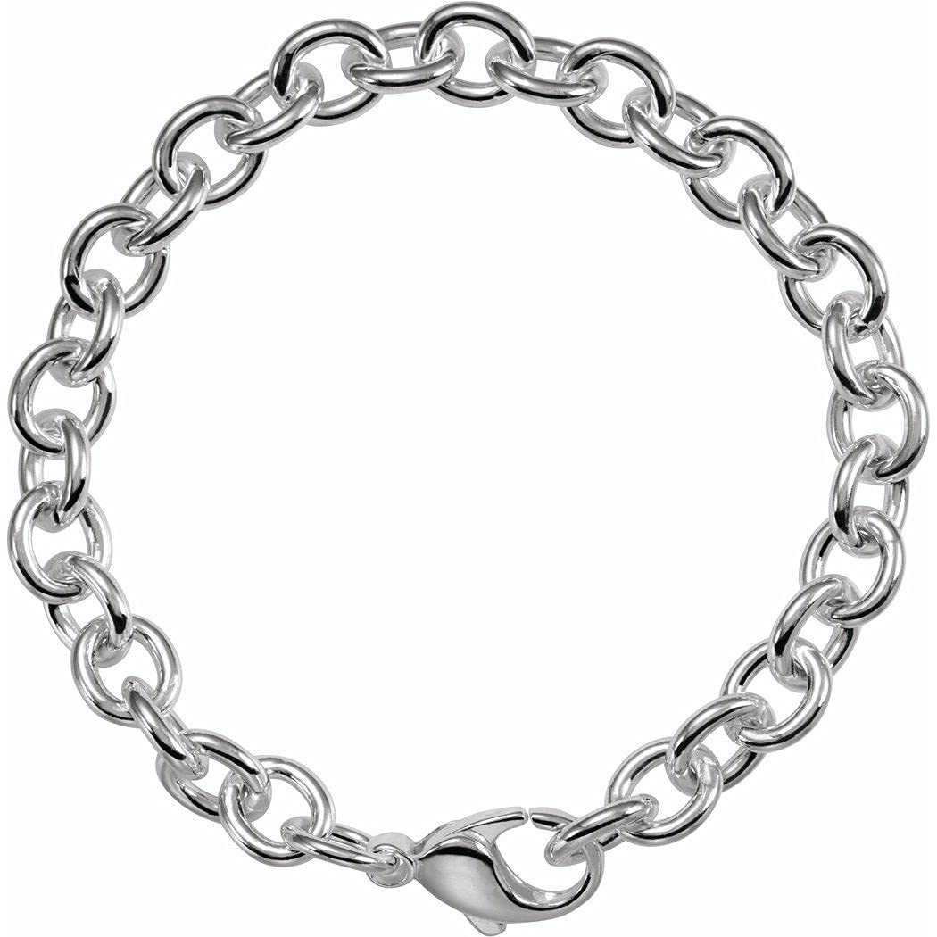 925 Sterling Silver Cable Link Bracelet for Women - Adjustable Length 7.5