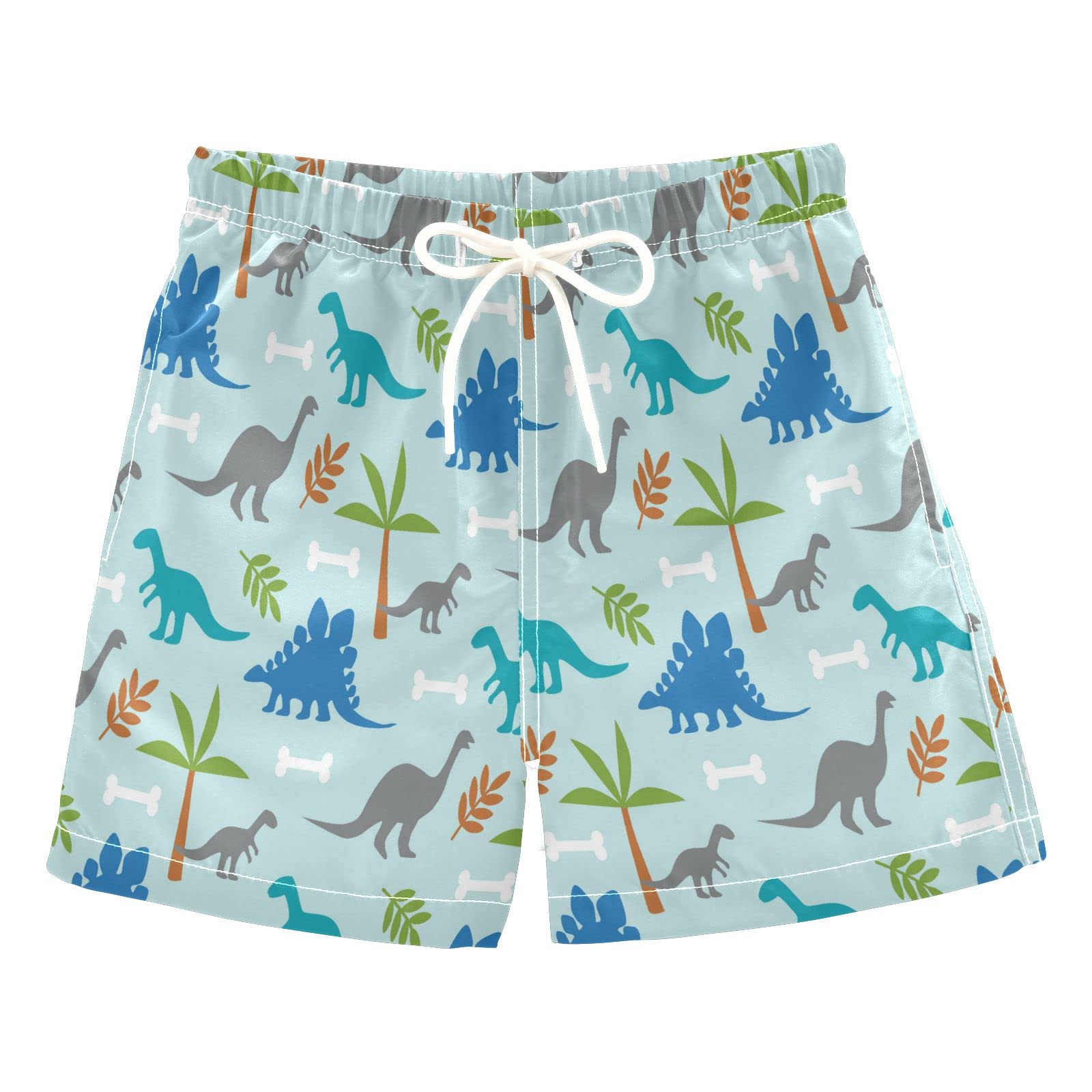 **Boys Dinosaur Swim Trunks with Palm Tree Print - Toddler Beach Board Shorts for Kids 2T - Perfect for Pool, Beach & Summer Water Play**