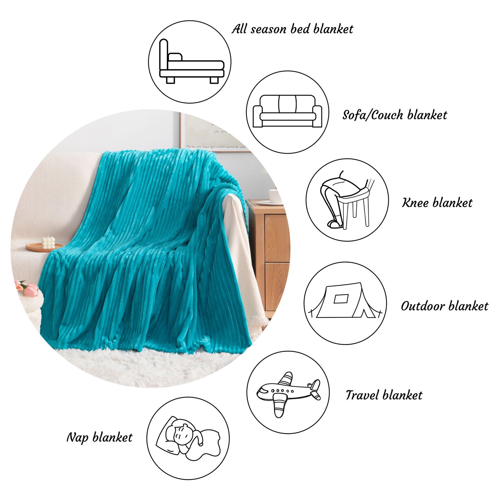 NTBAY® All Seasons Plush Flannel Fleece Throw Blanket - Soft & Cozy for Bed, Couch, and Travel | Perfect for Winter, Fall, and Home Decor