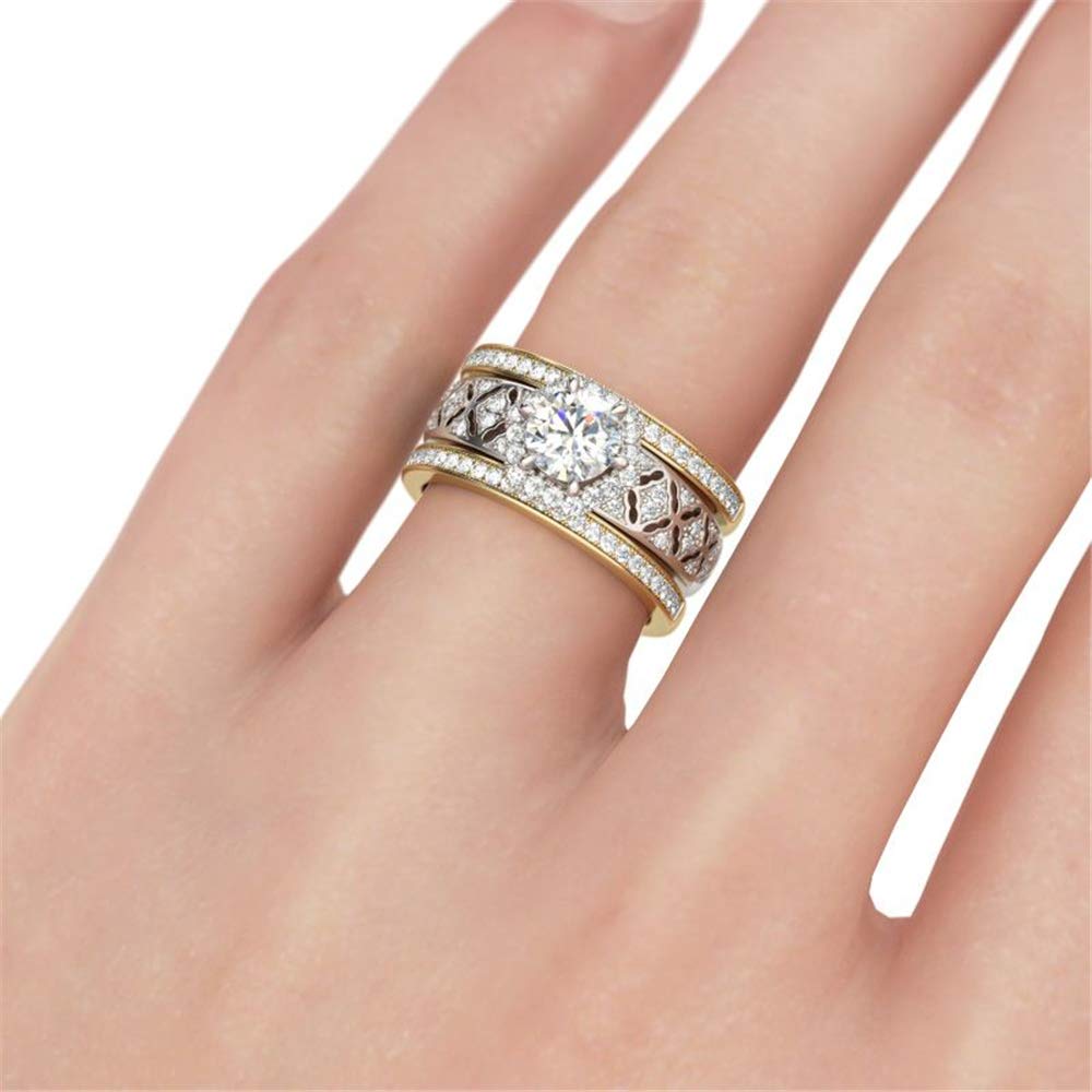 Jeulia Diamond Band Rings - Vintage Halo Round Cut Sterling Silver Wedding Ring Set for Women | Engagement, Anniversary, Promise Bridal Jewelry | Perfect for Proposals, Weddings & Special Occasions | Gift Box Included