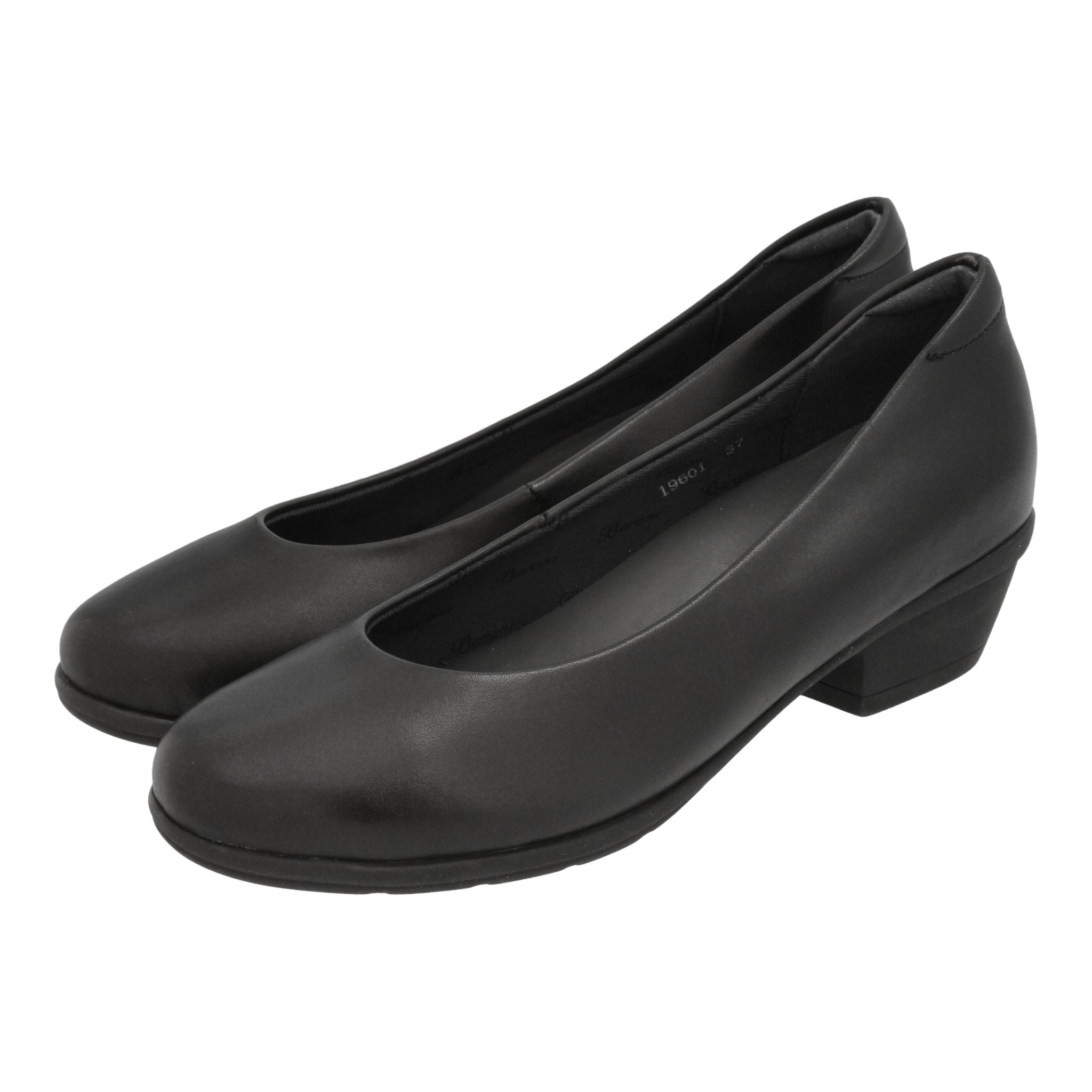 Stylish Black Leather Heels for Women - Comfortable Short Heel Dress Shoes for Office, Party & Evening Wear