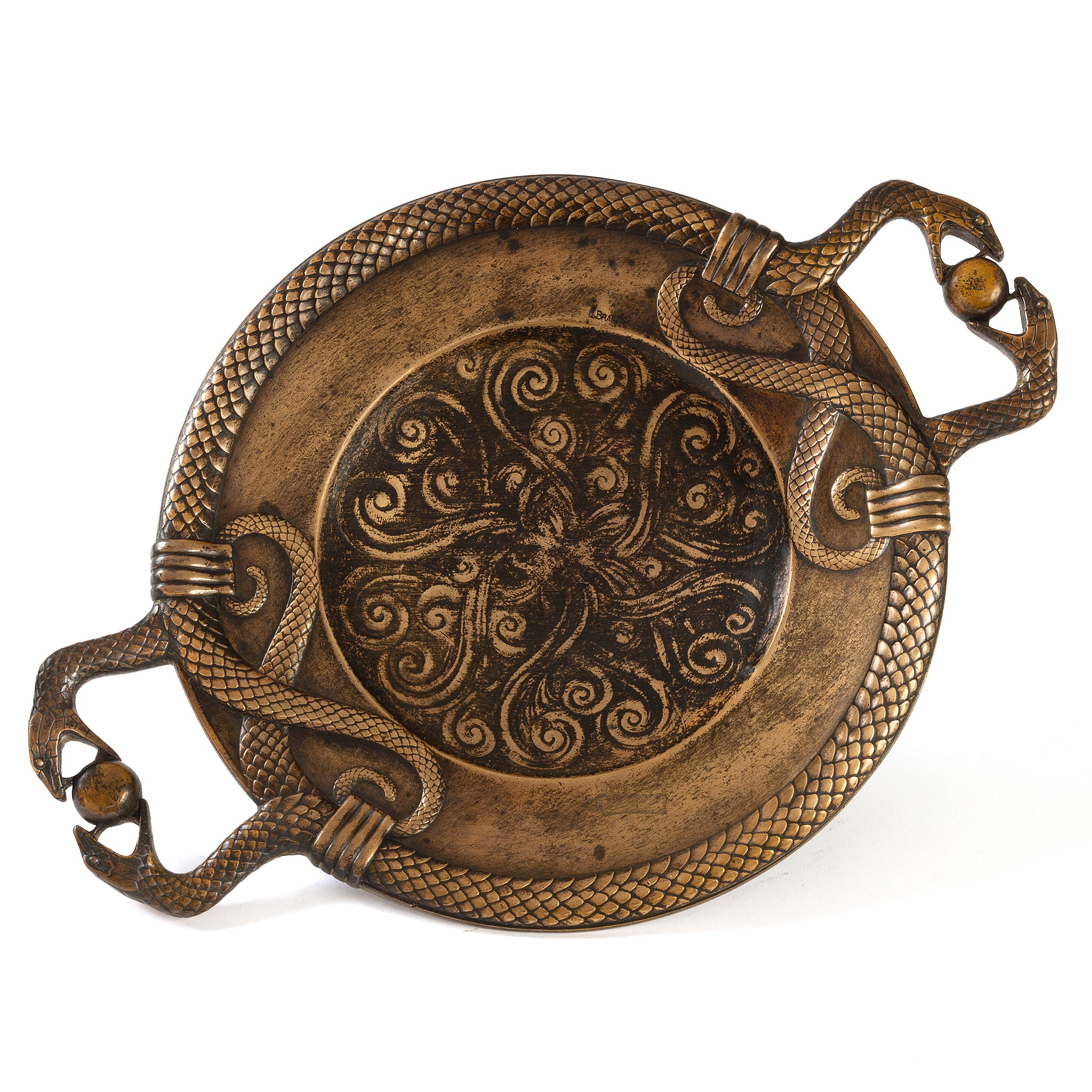 Vintage Edgar Brandt Serpent Tray - Art Deco Silver Plated Serving Tray with Snake Motif - Perfect for Cocktail Parties, Home Decor & Luxury Gift Giving