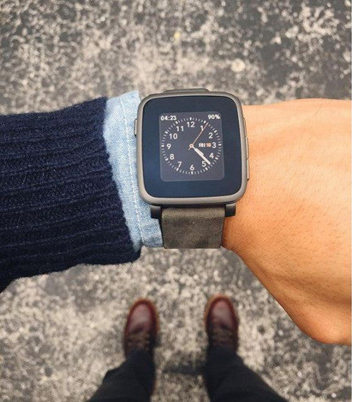 Pebble Time Steel Smartwatch - Compatible with Apple iPhone & Android Phones - Fitness Tracking, Notifications, Waterproof for Running, Swimming & Daily Use