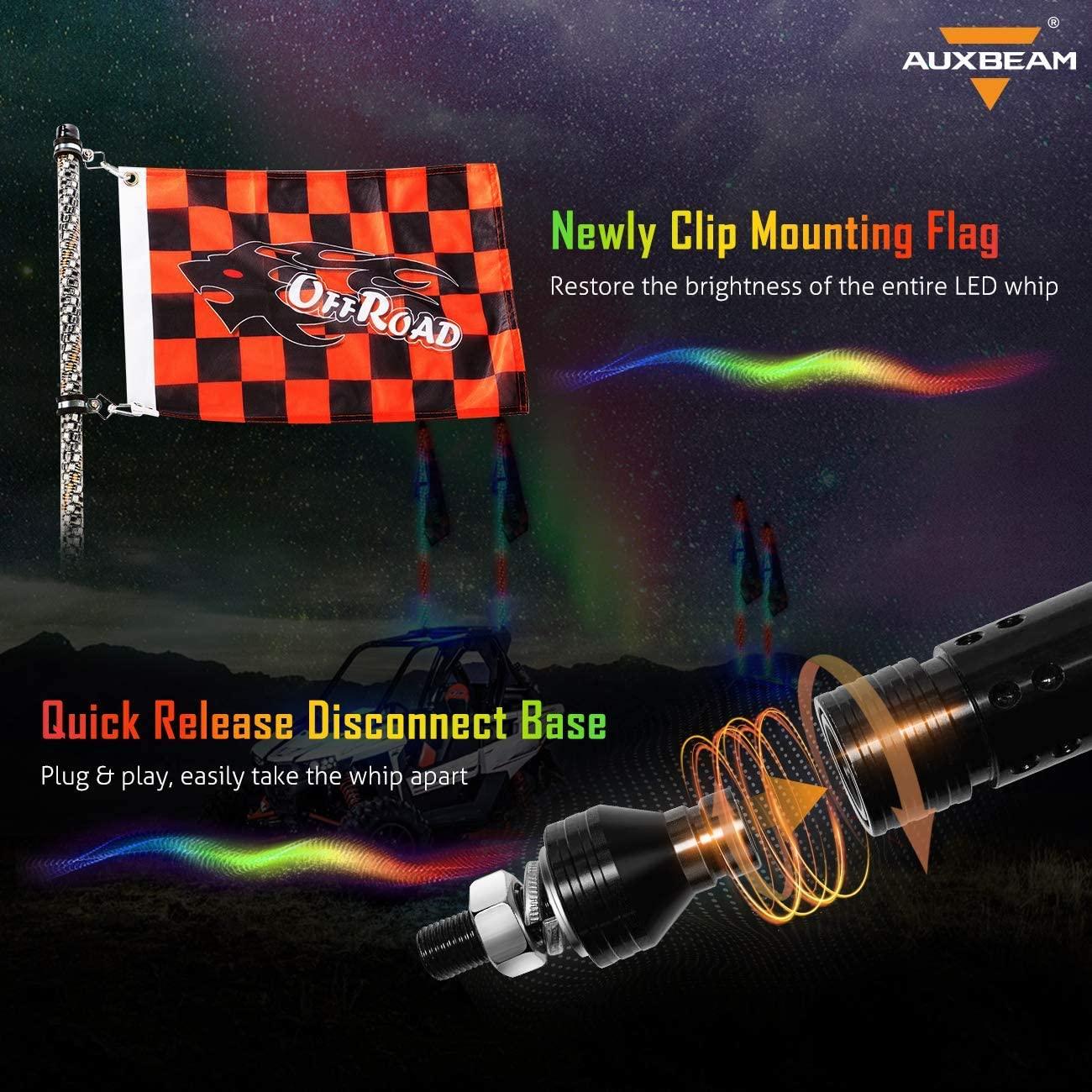 3FT/4FT LED RGB Whip Lights with Bluetooth & Remote Control - Waterproof Off-Road Light Bar for UTV, ATV, Jeep, Truck - Perfect for Night Riding, Camping & Off-Road Adventures