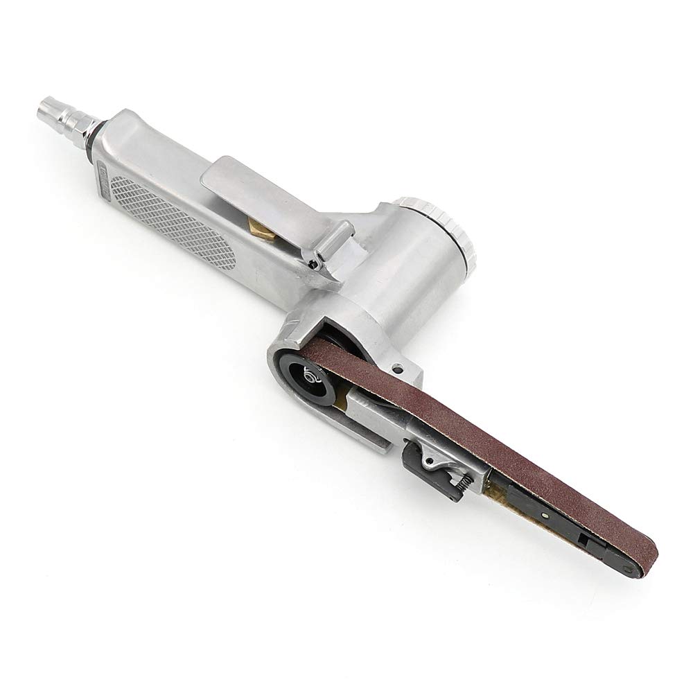 Steel Silver Air Belt Sander for Woodworking - Pneumatic Sanding Tool with Sanding Belt for Air Compressor | Perfect for Furniture Polishing & DIY Projects
