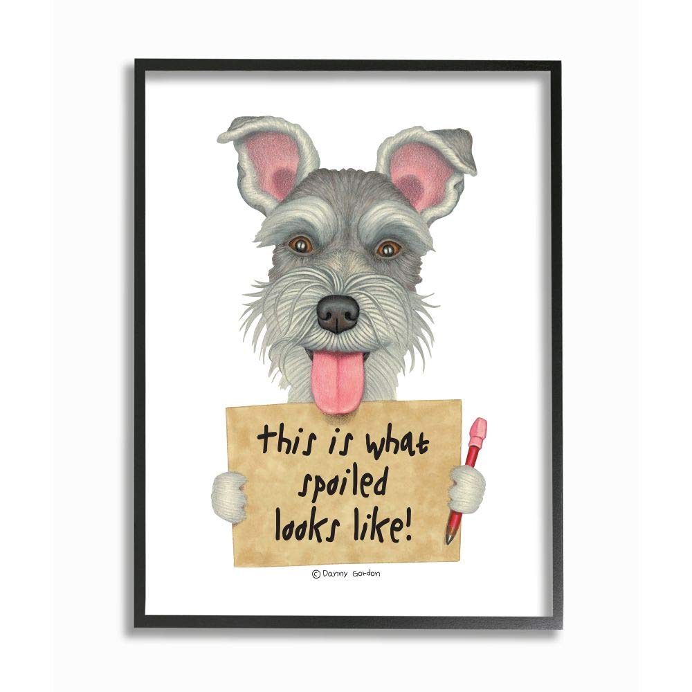 Stupell Industries Scotty Dog 'What Spoiled Looks Like' Pet Phrase Wall Art - 24x30 Inch White Framed Canvas - Perfect for Dog Lovers, Living Room Decor & Pet-Themed Home Accessories