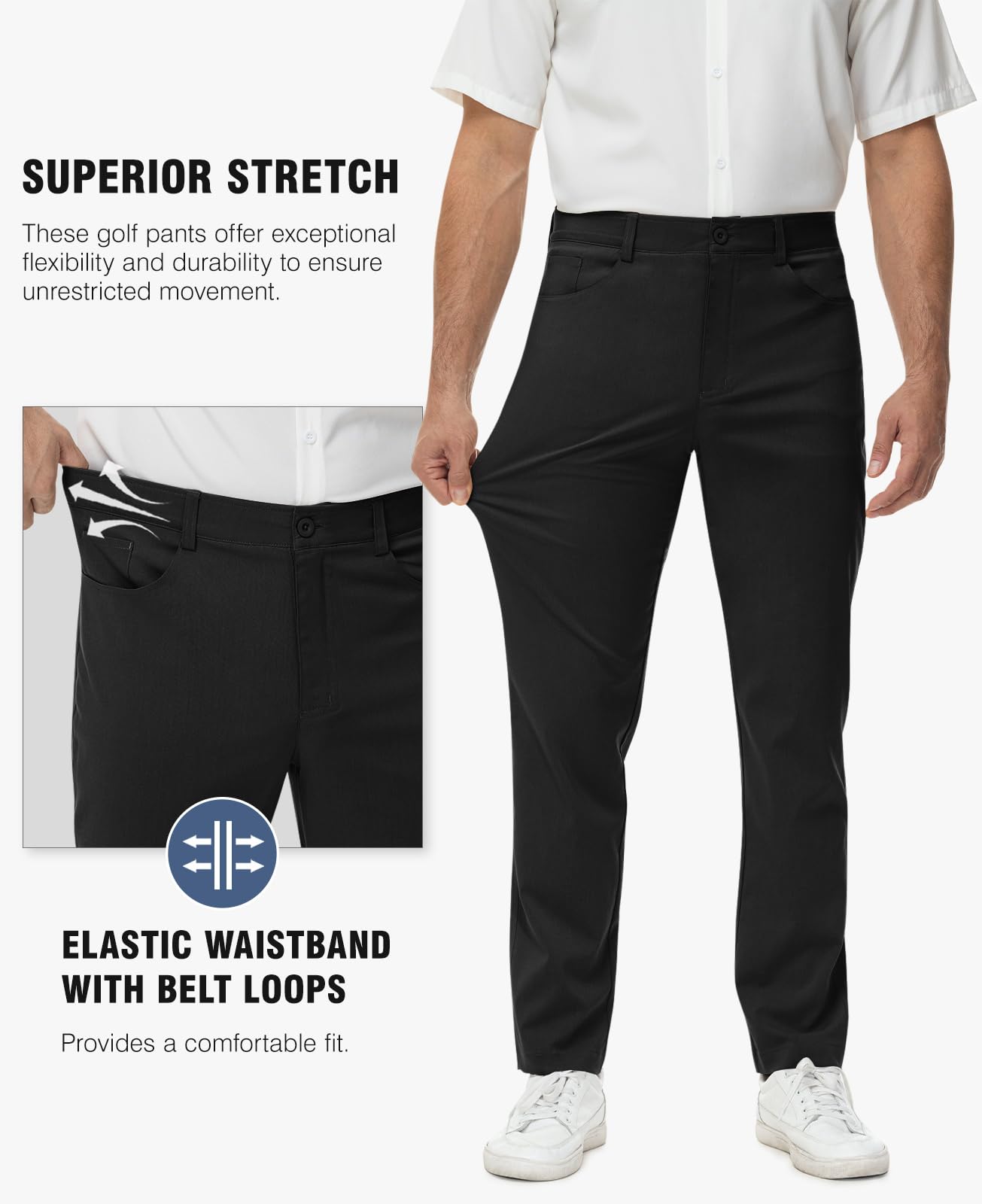 Rdruko Men's Golf Pants - Stretch Comfort Lightweight Quick-Dry Dress Slacks for Business Casual & Work | Perfect for Office, Golfing & Travel