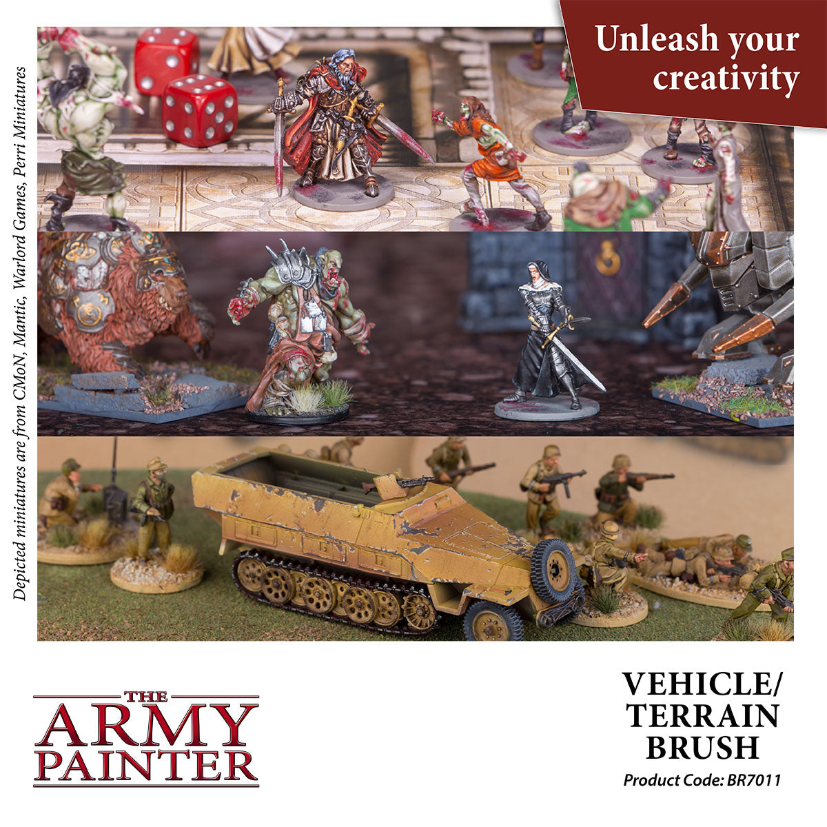 Wargamer Brush Set for Vehicles & Scenery - Premium Miniature Painting Brushes for Warhammer, Model Kits & Diorama Building - Perfect for Hobbyists & Tabletop Gamers