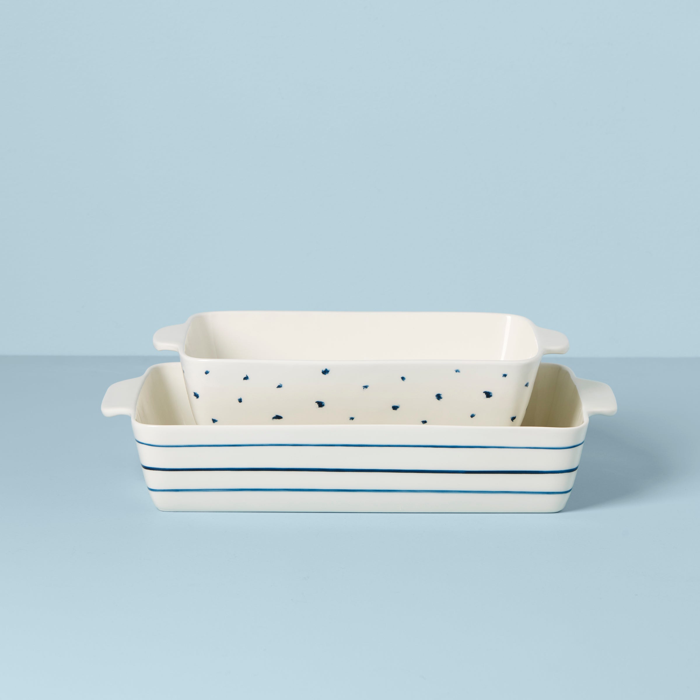 Blue Bay 2-Piece Rectangular Baking Dish Set - Oven Safe Ceramic Bakeware for Casseroles, Lasagna & Desserts - Perfect for Family Dinners & Holiday Cooking