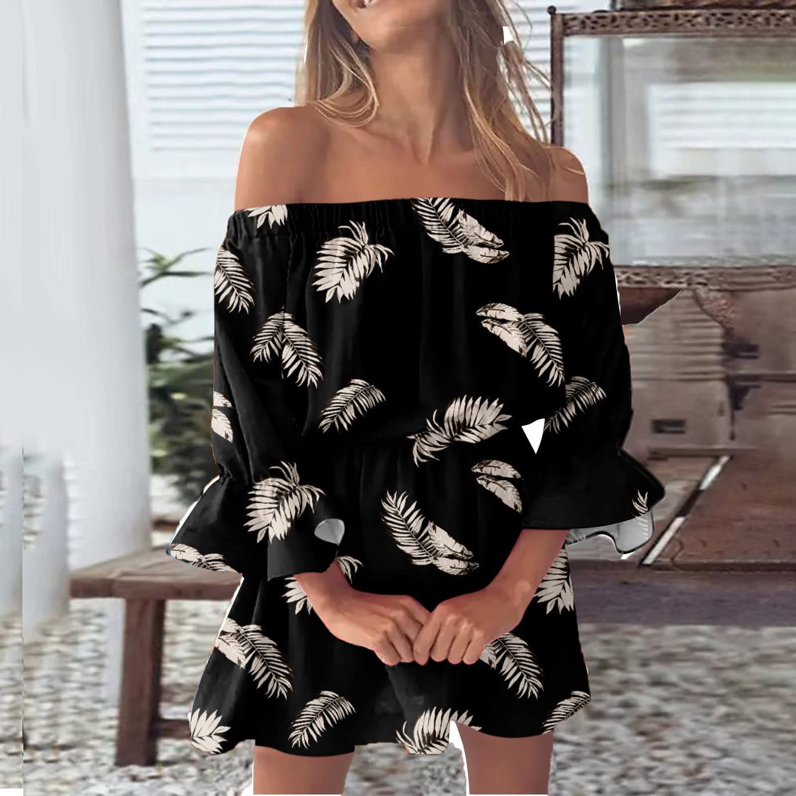 Women's Casual Summer Maxi Dress - Flowy Black Kaftan for Spring & Winter - Junior Easter Dress in Sizes XS to 2XL | Perfect for Beach, Party & Gothic Fashion
