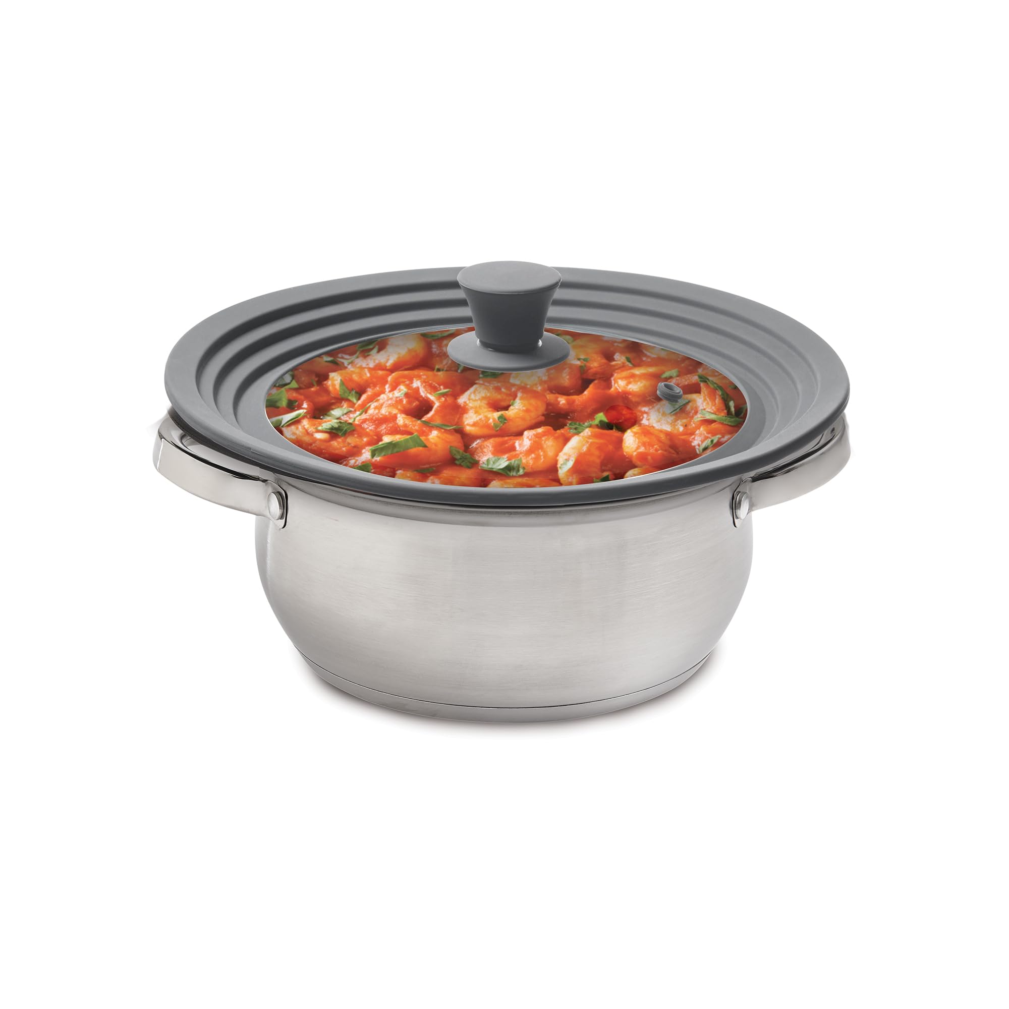 HIC Kitchen Universal Microwave-Safe Pot Lid Cover - Tempered Glass & Silicone - Fits 8.5 to 11.5 Inch Bowls & Pots - Splatter Guard for Cooking, Reheating & Food Storage