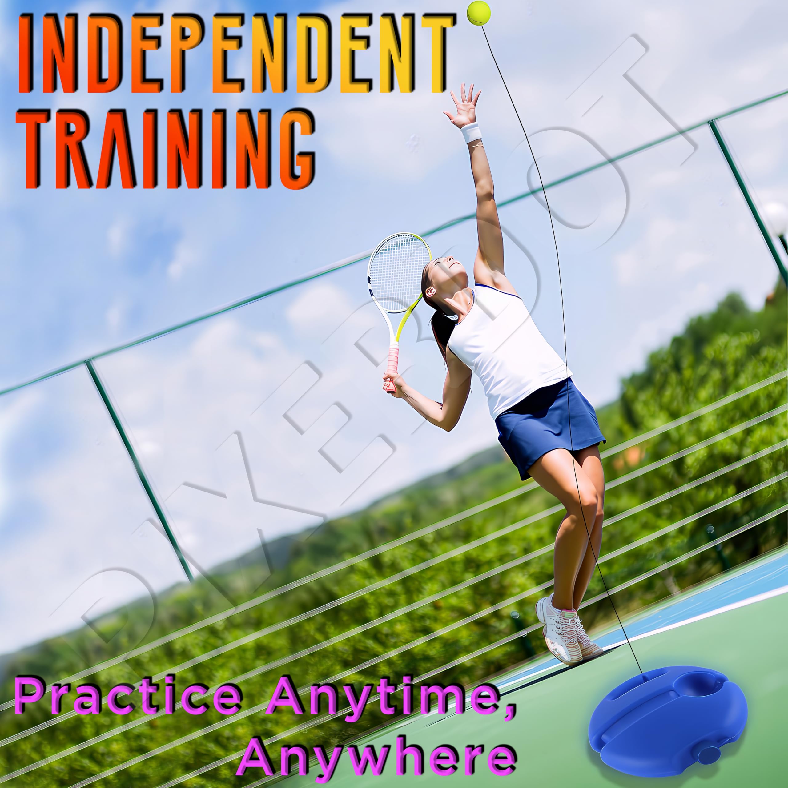 PIXERDOT Cricket & Tennis Rebound Trainer Ball with Rope - Solo Self Training Tool for Cricket & Tennis Practice - Perfect for Backyard, Gym, and Outdoor Sports Drills