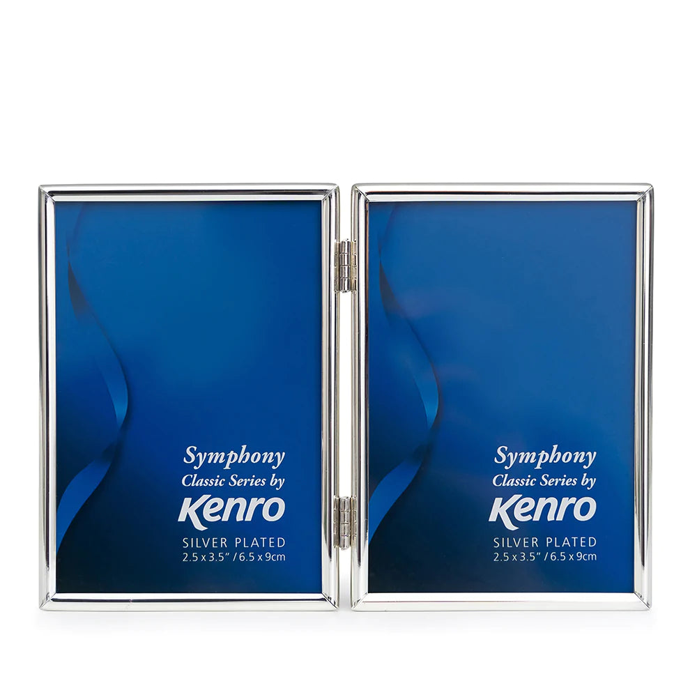 Kenro Symphony Classic Double Picture Frame 3.5x5 Inches - Silver | Perfect for Displaying Wedding Photos, Family Portraits & Home Decor