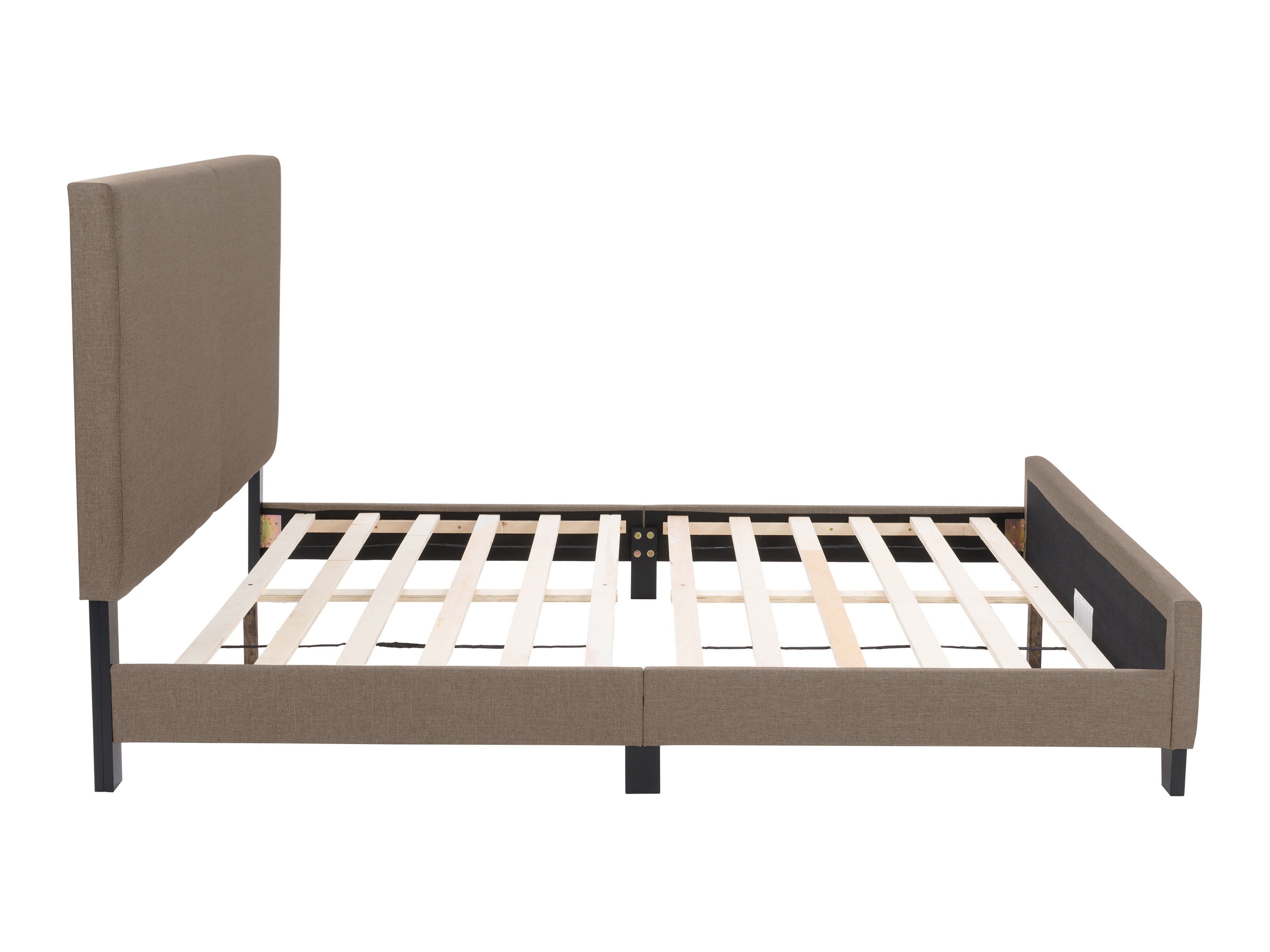 Cozy Stone Fabric Single Bed Frame with Wooden Slats - Perfect for Small Bedrooms, Guest Rooms & Dormitories
