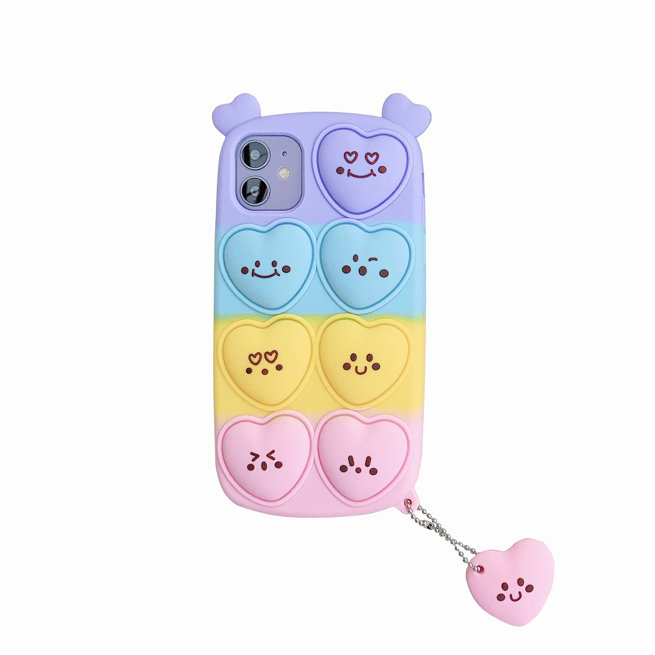 Fidget Toys Phone Case - Stress Relief Bubble Pop Silicone Cover for iPhone 11/12 Pro/XR Max | 3D Soft Shockproof Sensory Case with Sweet Smile Design - Perfect for Anxiety Relief, Office Stress & Classroom Focus