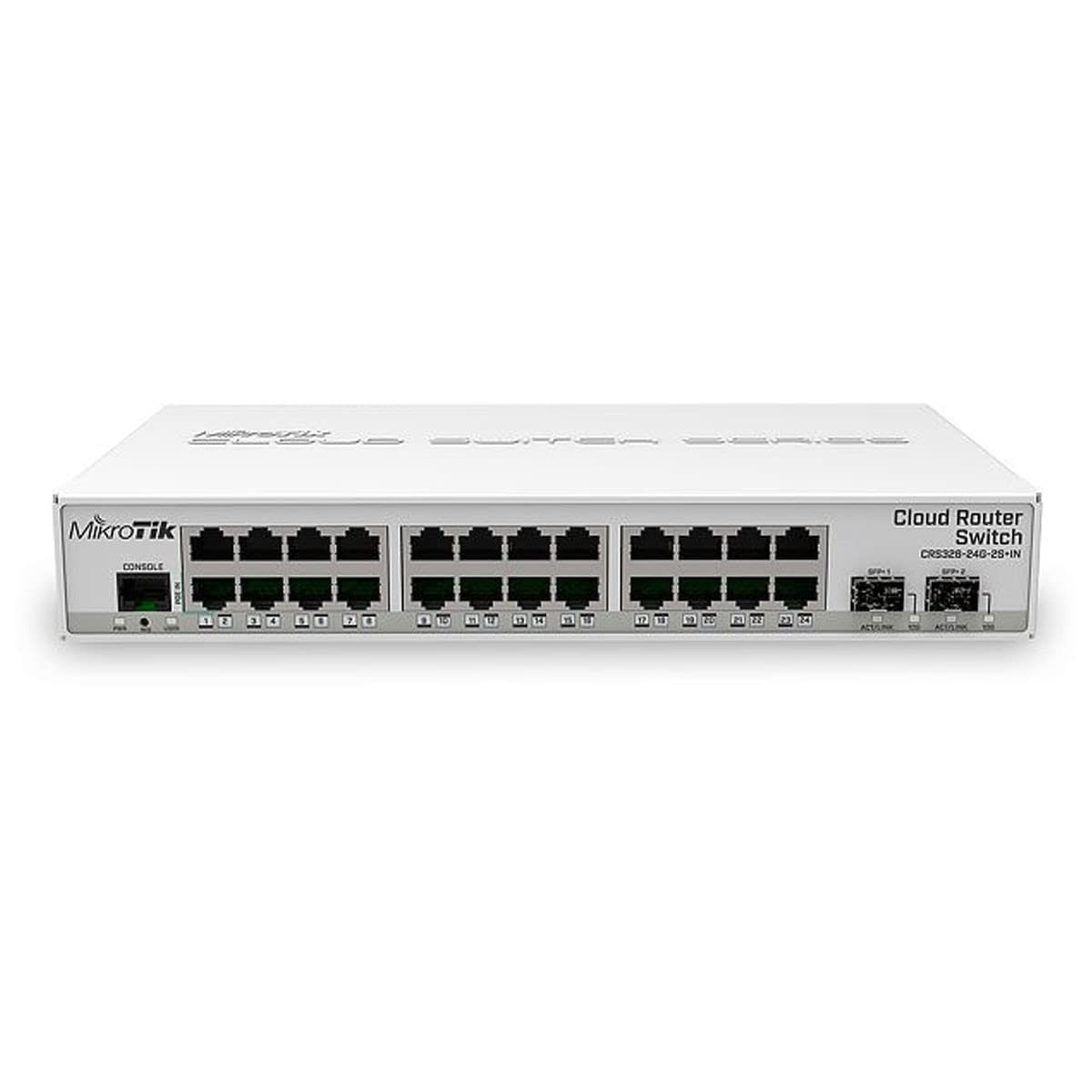 Mikrotik CRS326-24G-2S+ 24-Port Gigabit Ethernet Switch with 2 SFP+ Ports | Managed PoE+ Network Switch (10/100/1000Mbps) | White | Ideal for Office Networking, Data Centers & Home Server Setup