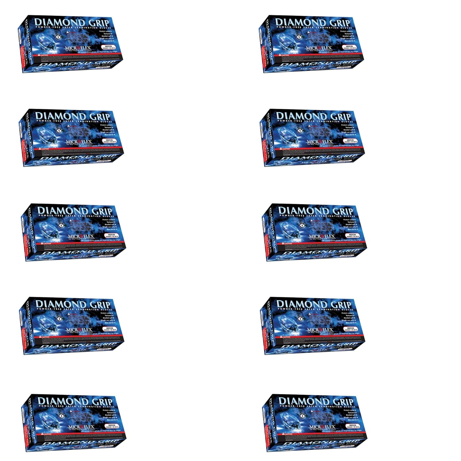Microflex MF300XS Diamond Grip Latex Gloves - Extra Small (XS) - 10 Case Box - Powder-Free, Disposable, Medical & Food Service Gloves for Healthcare, Cleaning & Food Handling