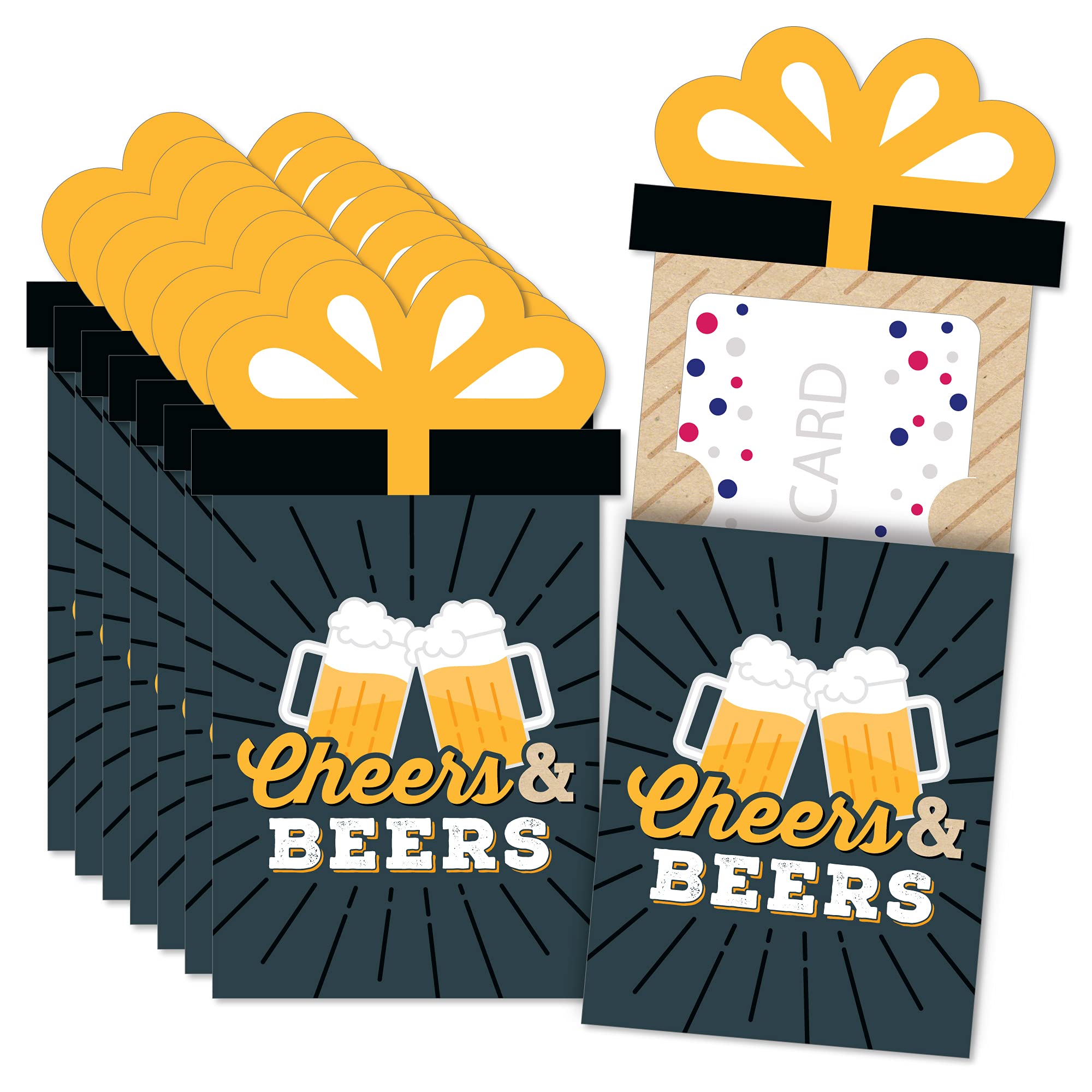 Cheers & Beers Happy Birthday Party Money & Gift Card Holders - Set of 8 Sleeves for Cash, Gift Cards & Greetings - Perfect for Birthday Celebrations, Office Gifts & Special Occasions