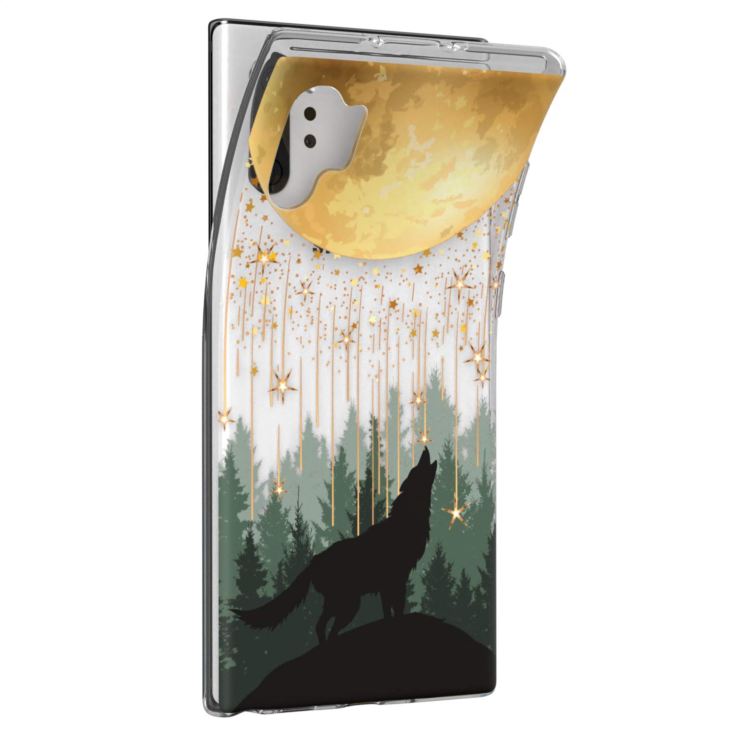 Samsung Galaxy S24 S23 Ultra S22 5G Plus S21 FE S20 S10 Phone Case - Lightweight Silicone Protective Cover with Celestial Wolf Moonlight Howling Design for Women | Perfect for Everyday Use, Work & Travel