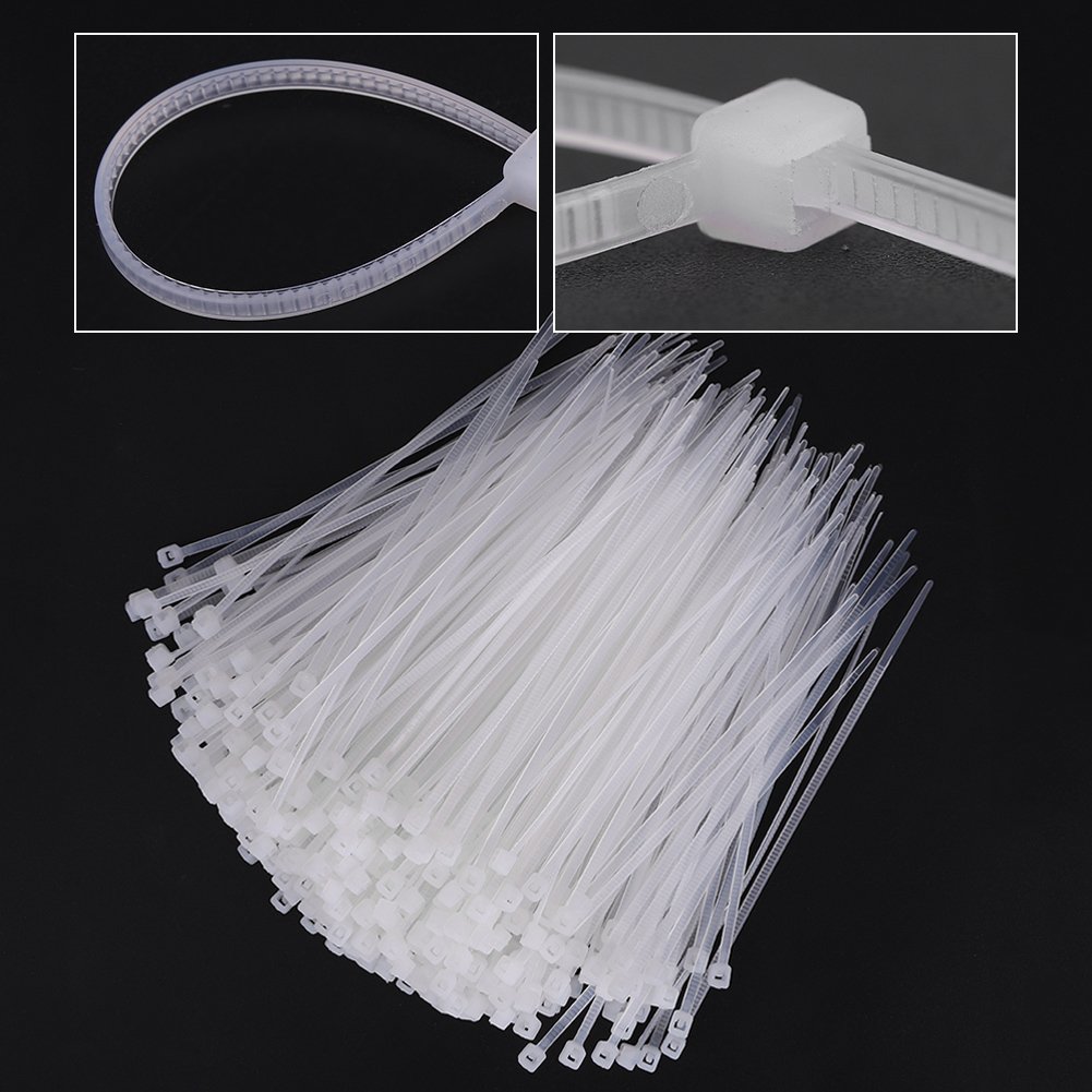 1000pcs Nylon Cable Zip Ties - 3x100mm & 3x150mm White Self-Locking Plastic Wire Ties for Home, Office & Industrial Organization - Heavy Duty Cord Management Solution