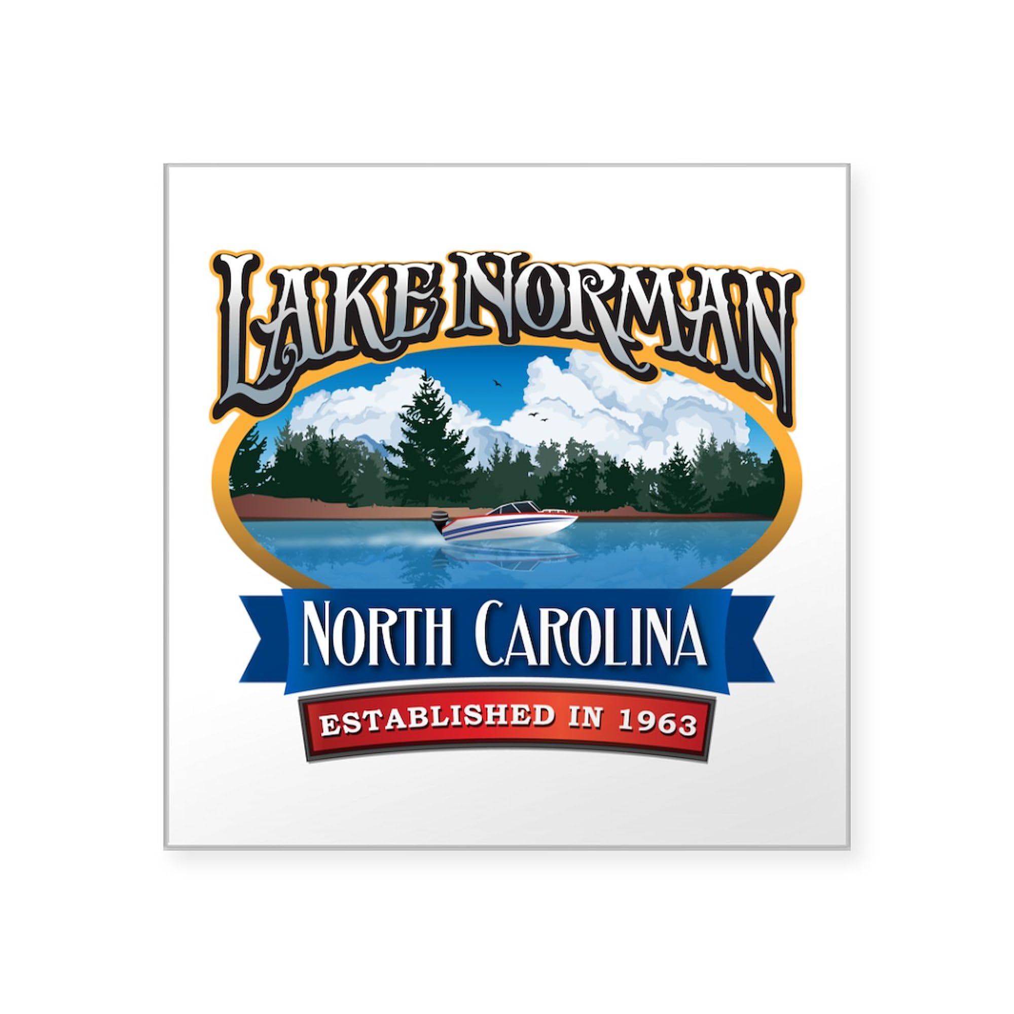 Lake Norman Waterfront Logo Sticker - Durable Square Bumper Decal for Cars, Trucks & Laptops - Perfect for Outdoor Enthusiasts & Water Sports Fans
