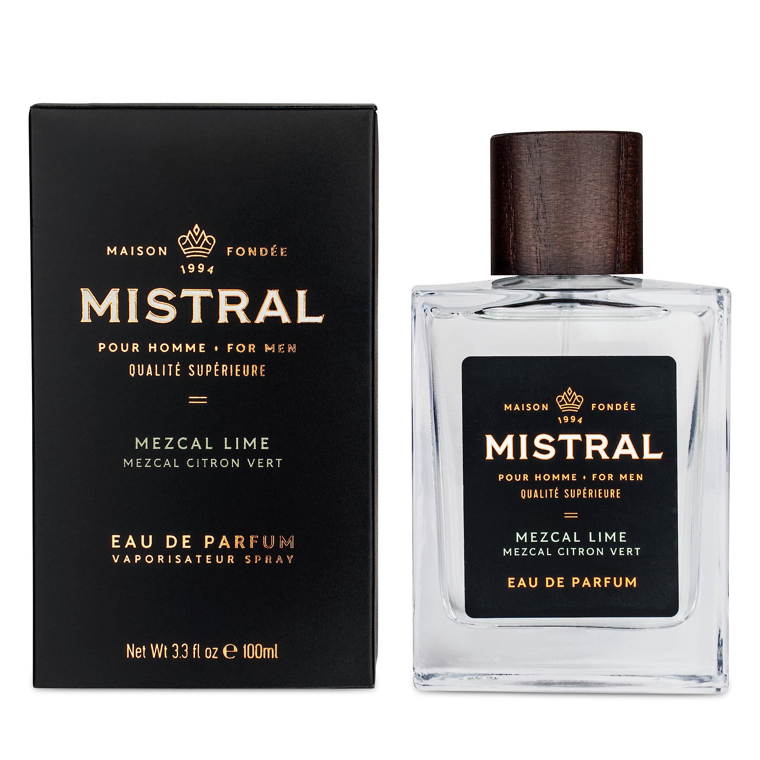 Mistral Cologne for Men - Mezcal Lime Fragrance, 3.4 Oz Eau de Toilette Spray | Fresh Citrus Scent for Day & Night Wear, Office & Date Nights
