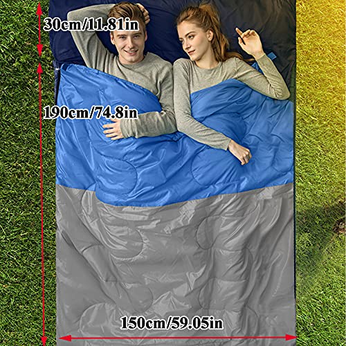 **Portable Double Sleeping Bag for Camping & Travel - Cold & Warm Weather, Thickened for Hiking, Hunting & Outdoor Adventures - Includes Compression Bag (Gray)**    *Perfect for couples camping, backpacking trips, or emergency preparedness at home.*