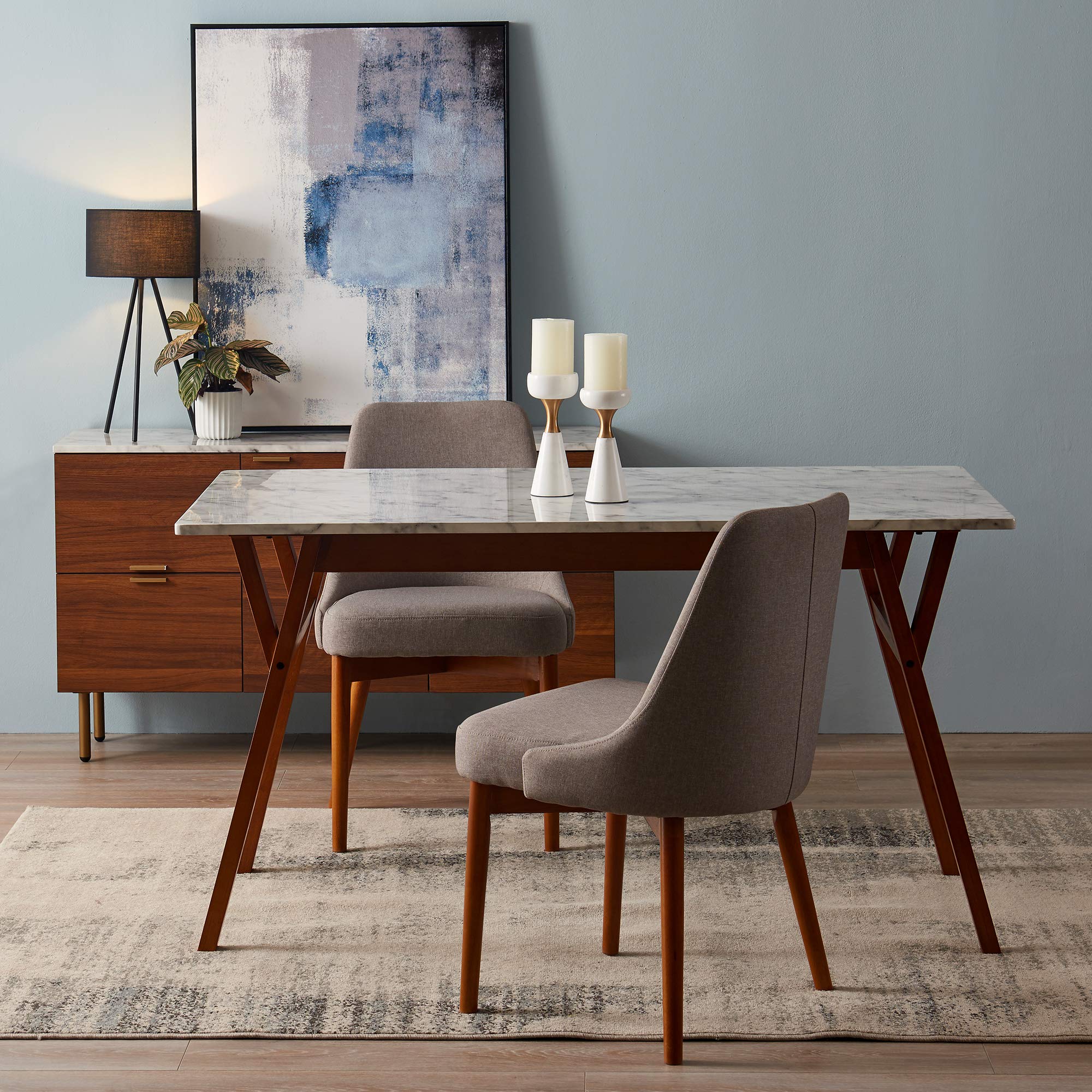 Teamson Home Ashton Square Work Study Desk with Storage & Faux Marble Top - 30