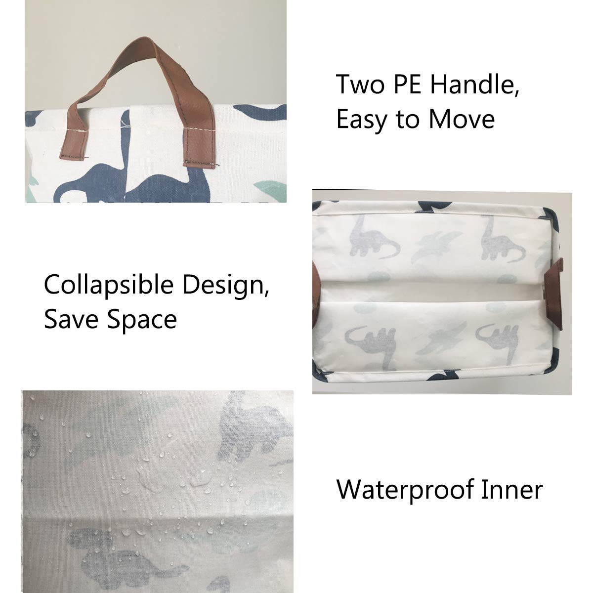 Rectangle Storage Baskets - Canvas Fabric Organizer Bin for Kids Toys, Books, Clothes & Pet Supplies | Dinosaur Pattern | Perfect for Home, Office, Nursery & Shelves Organization | Great for Playroom, Closet & Gift Storage