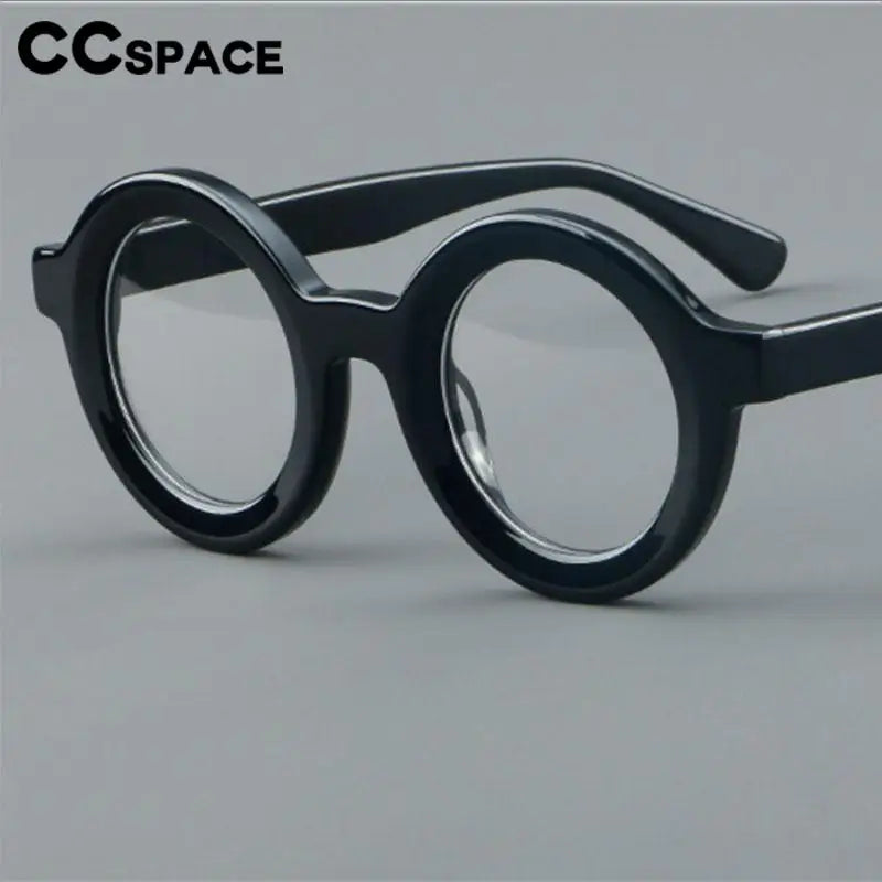 CCspace Unisex Full Rim Round Acetate Eyeglasses 57151 - Stylish & Lightweight Frame for Men & Women - Perfect for Reading, Working & Daily Fashion Accessory