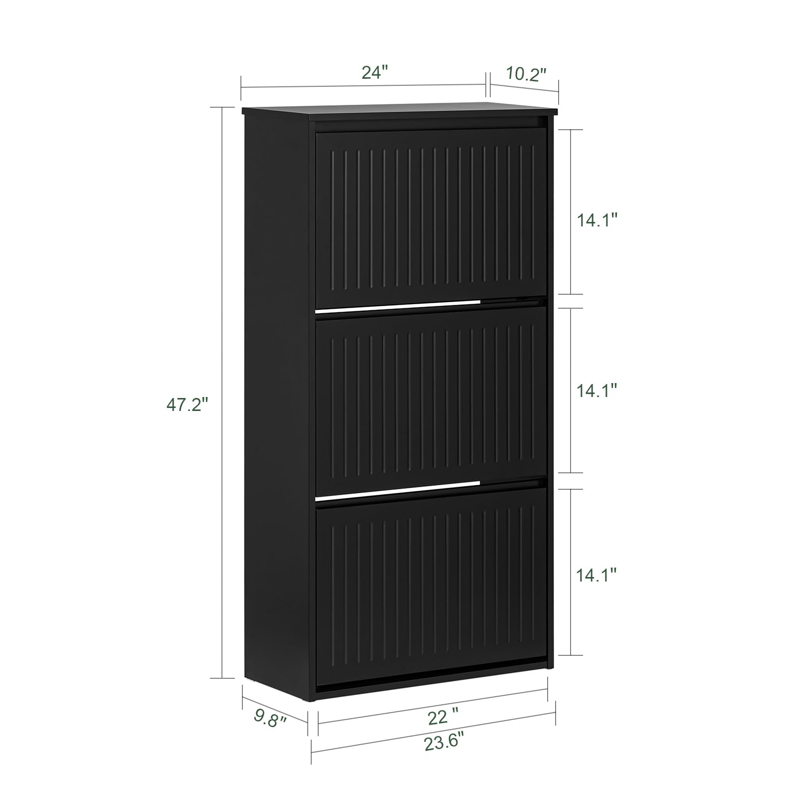 3-Tier Flip-Drawer Shoe Storage Cabinet - Freestanding Shoe Organizer for Entryway, Narrow Hallway - Space Saving Shoe Rack for Sneakers, Boots & Sandals - Perfect for Small Apartments & Closet Organization (Black)