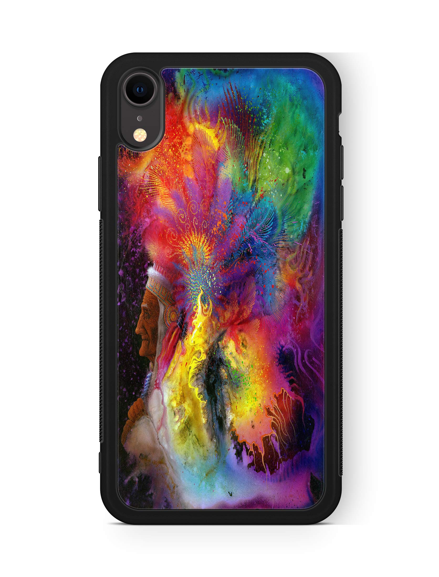 iPhone XR Case - Native American Psychedelic Design Hybrid Rubber TPU Protective Cover | Shockproof Slim Fit for iPhone XR | Perfect for Daily Use, Travel & Outdoor Activities