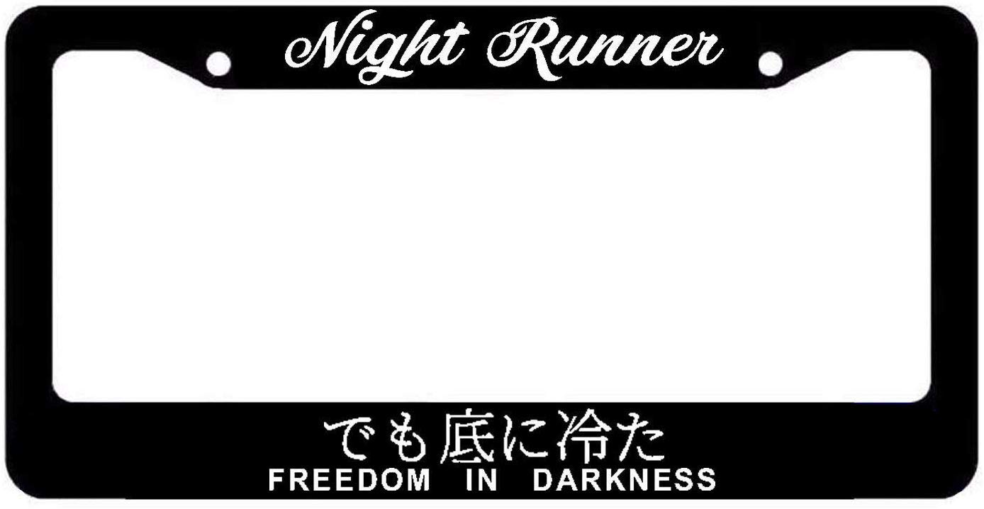 Night Runner Drifting Racing Style Black License Plate Frame - Custom Color Options for Cars, Trucks & SUVs - Durable Auto Accessories for Car Enthusiasts & Street Racing Fans - Perfect for Car Shows, Drift Events & Custom Vehicle Decor