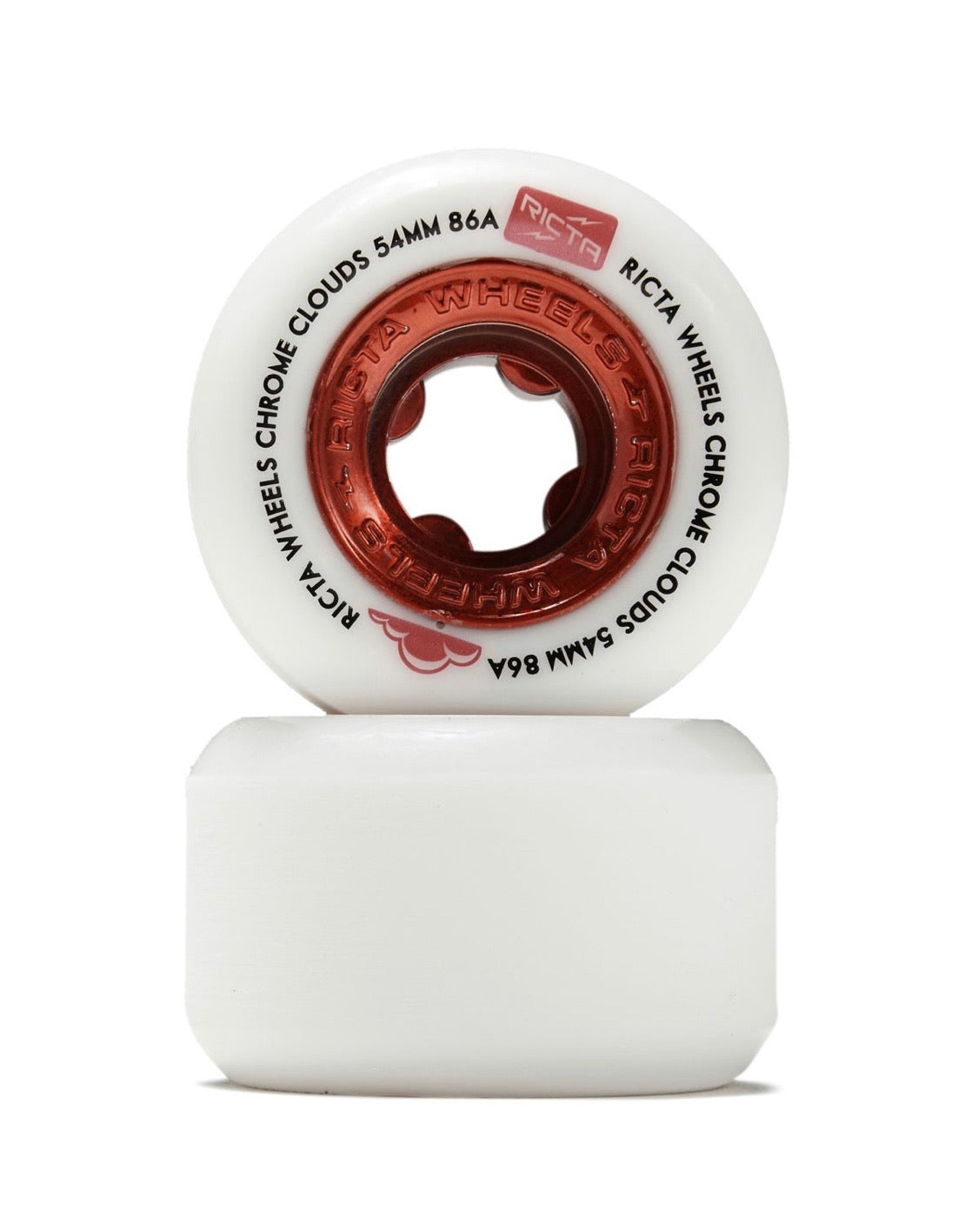 Ricta Chrome Clouds 86a Skateboard Wheels - 54mm/56mm Red - High Performance Wheels for Smooth Riding & Tricks - Perfect for Street Skating, Park & Cruising