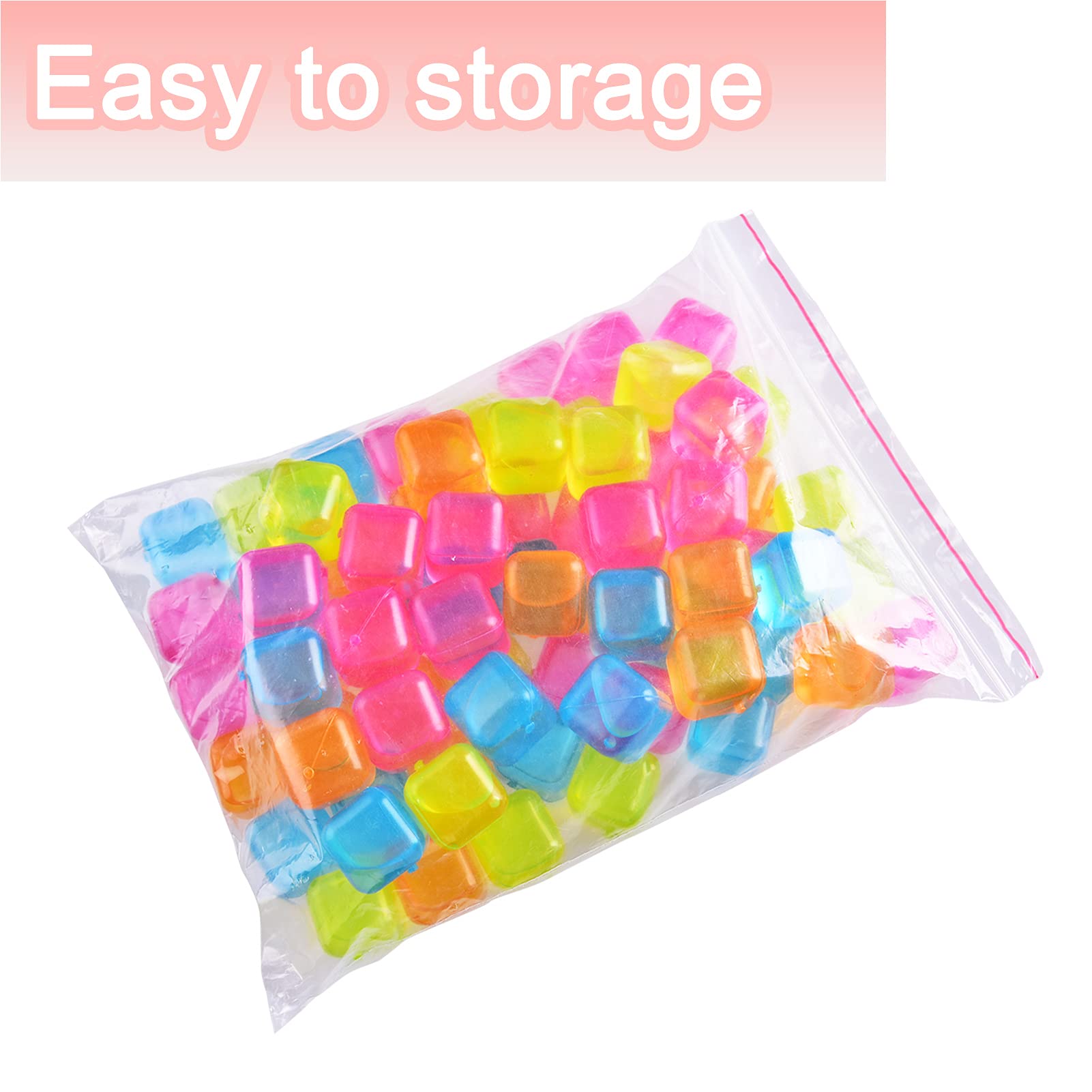 Reusable Ice Cubes 60 Pack - BPA Free Refreezable Plastic Ice Cubes for Drinks, Whiskey, Cocktails & Beverages - Square Multicolor Ice Cube Set for Parties, Home Bars & Outdoor Events